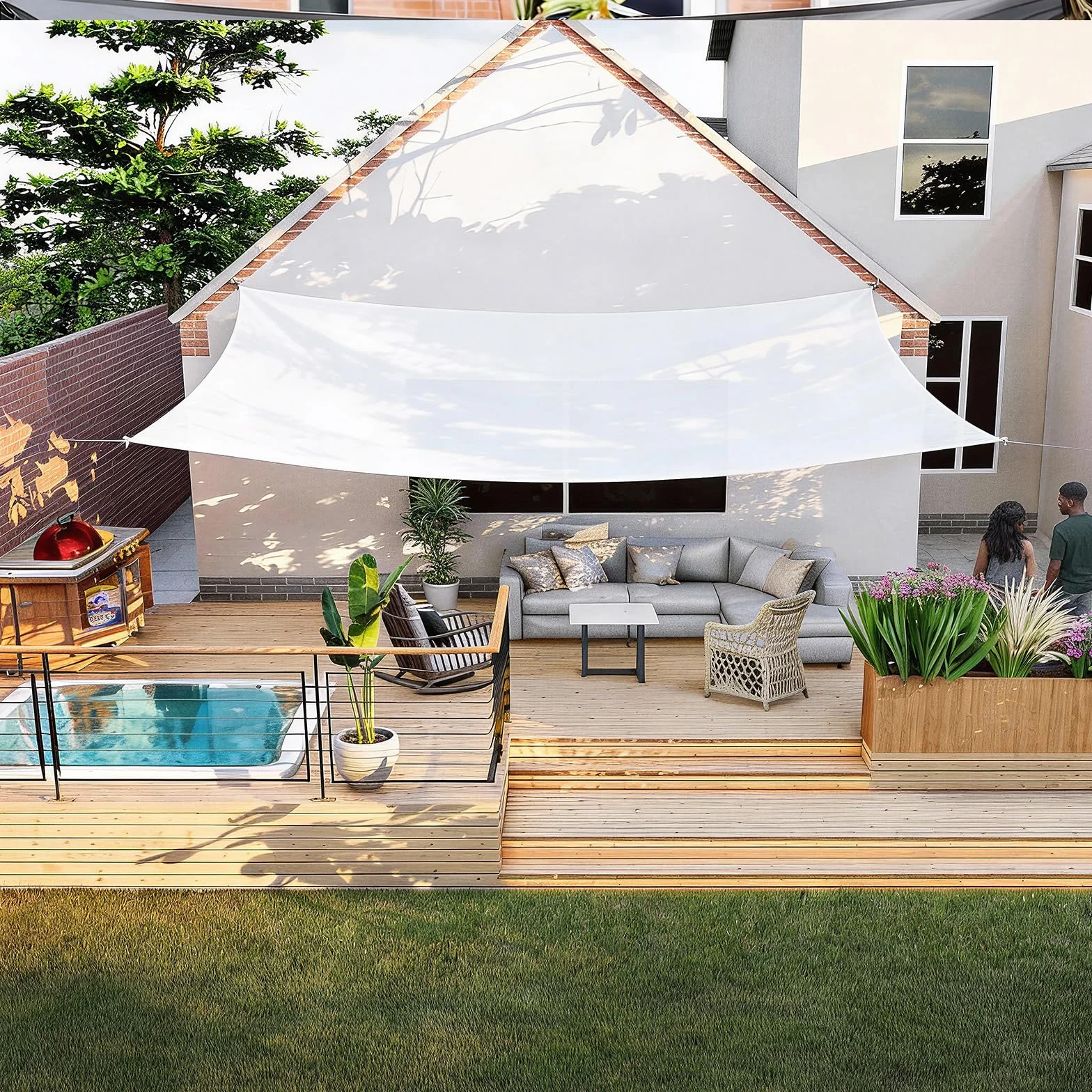 HAIKUS Voile d'ombrage Rectangulaire 3x4 m HDPE Respirant 185g/m² Protection UV Blanc