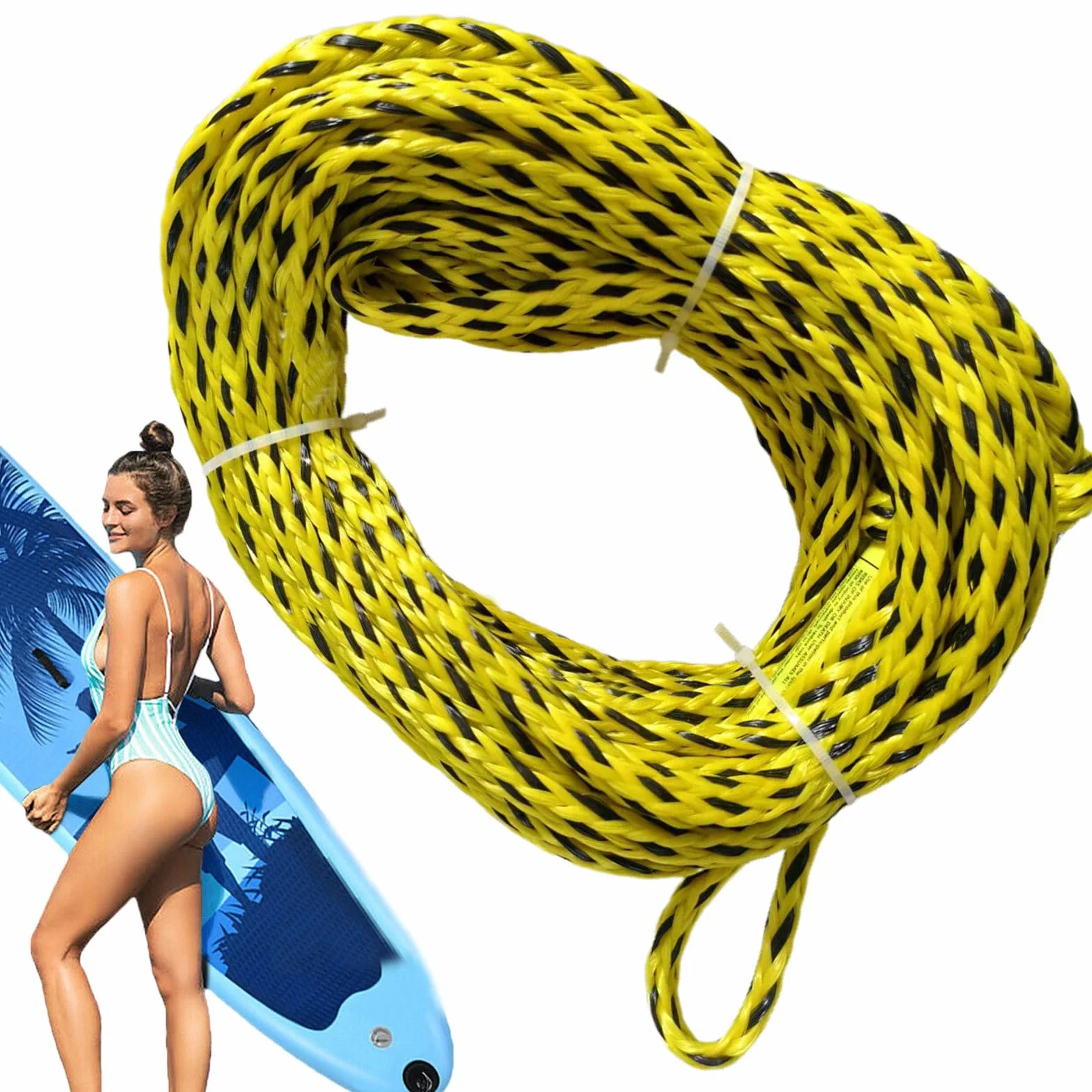 Corde de Remorquage pour Bouée Tractée, Corde Flottante Renforcée pour Bouée Tractée, Équipement pour activités nautiques pour la neige, la plage, la luge, le kayak, la plongée avec tuba, le wakeboard