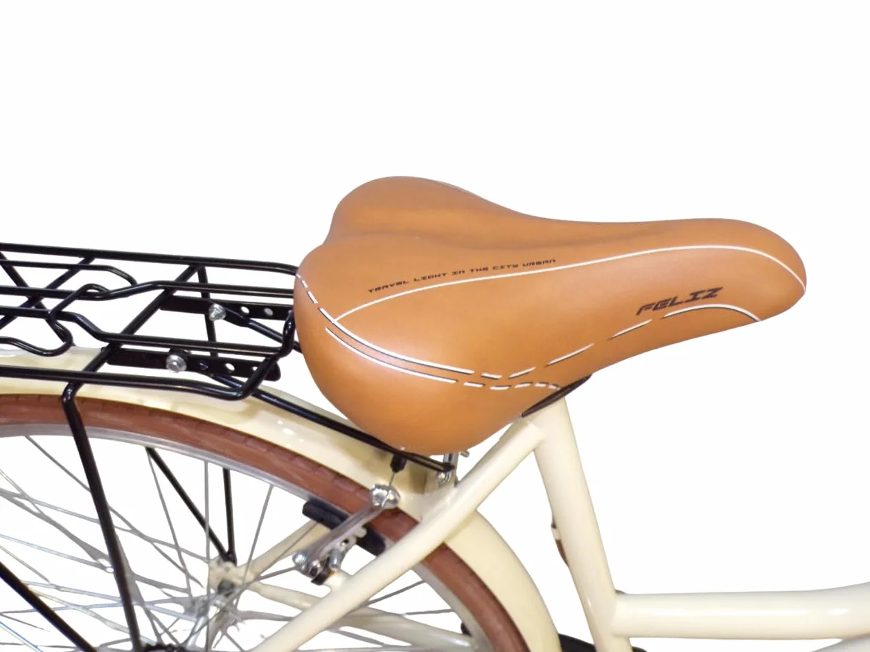 Vélo de ville pour femme 28 pouces panier en osier beige rétro vintage