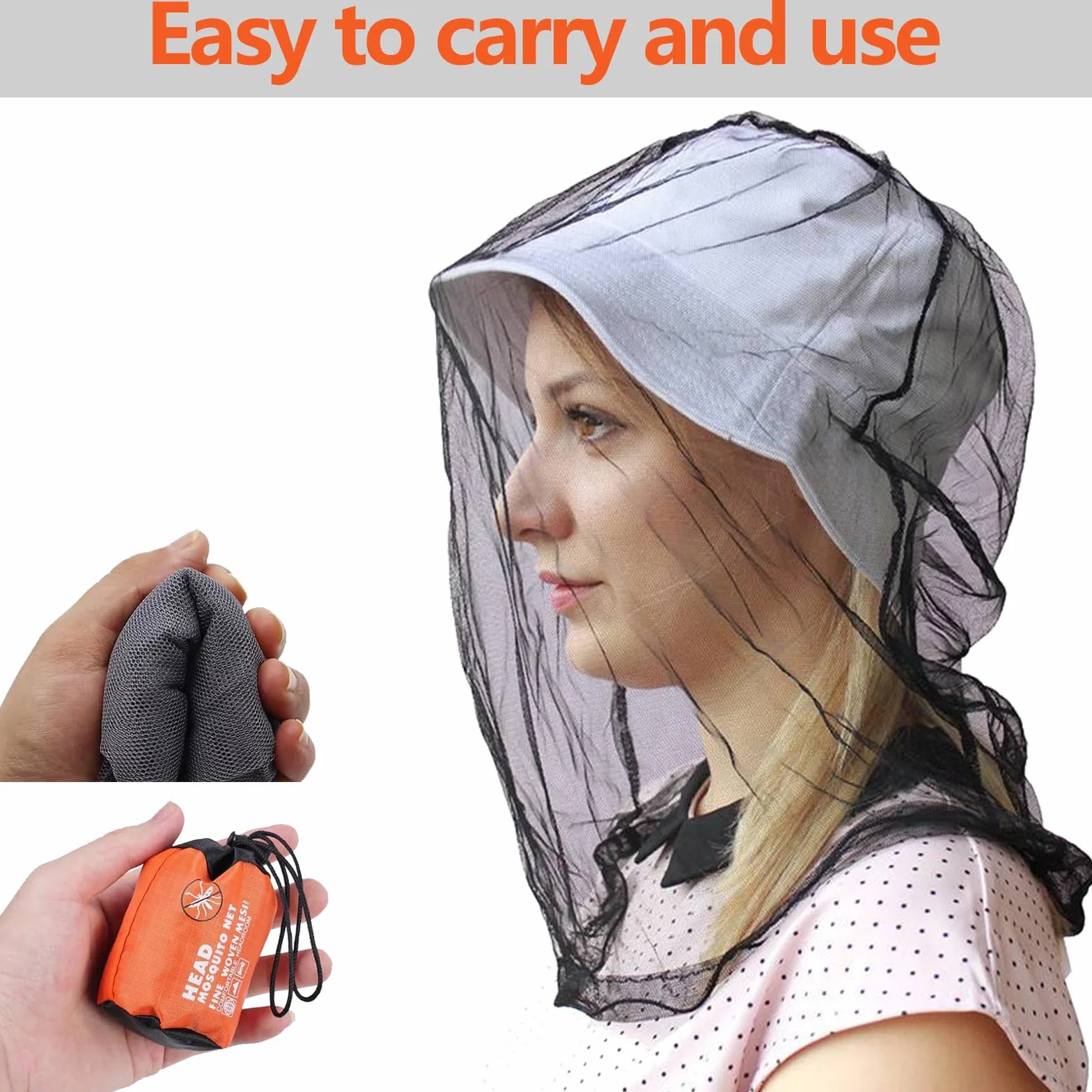 2 Pièces Filet de Tête de Moustique Moustiquaire De Tete Tête de Moustique Net Chapeau Moustiquaire Filet Anti-Insectes pour la Tête avec 2 Sacs de Rangement pour Apiculteur Camping Pêche