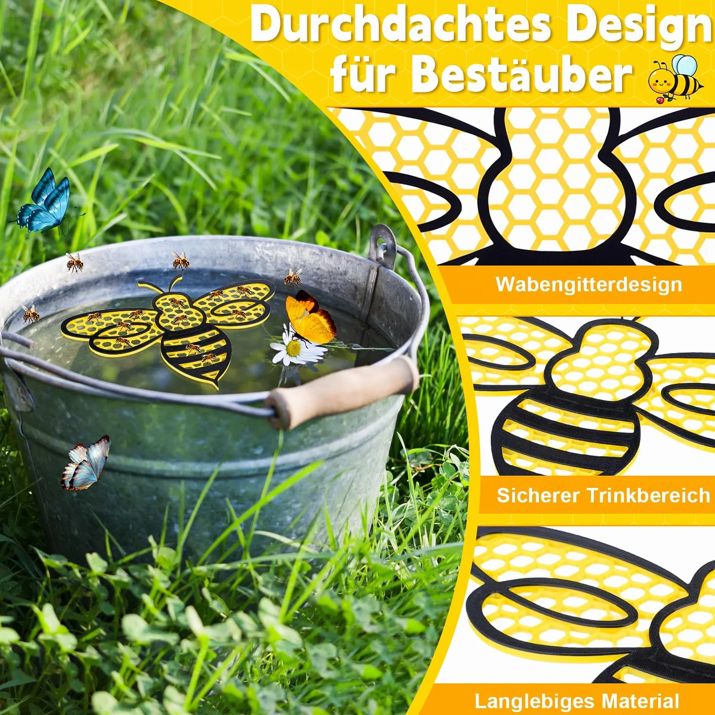 Floating Bee Island, Abreuvoir pour Abeilles, 3D Impression Station d'alimentation en Eau, Décoration de Jardin Extérieur