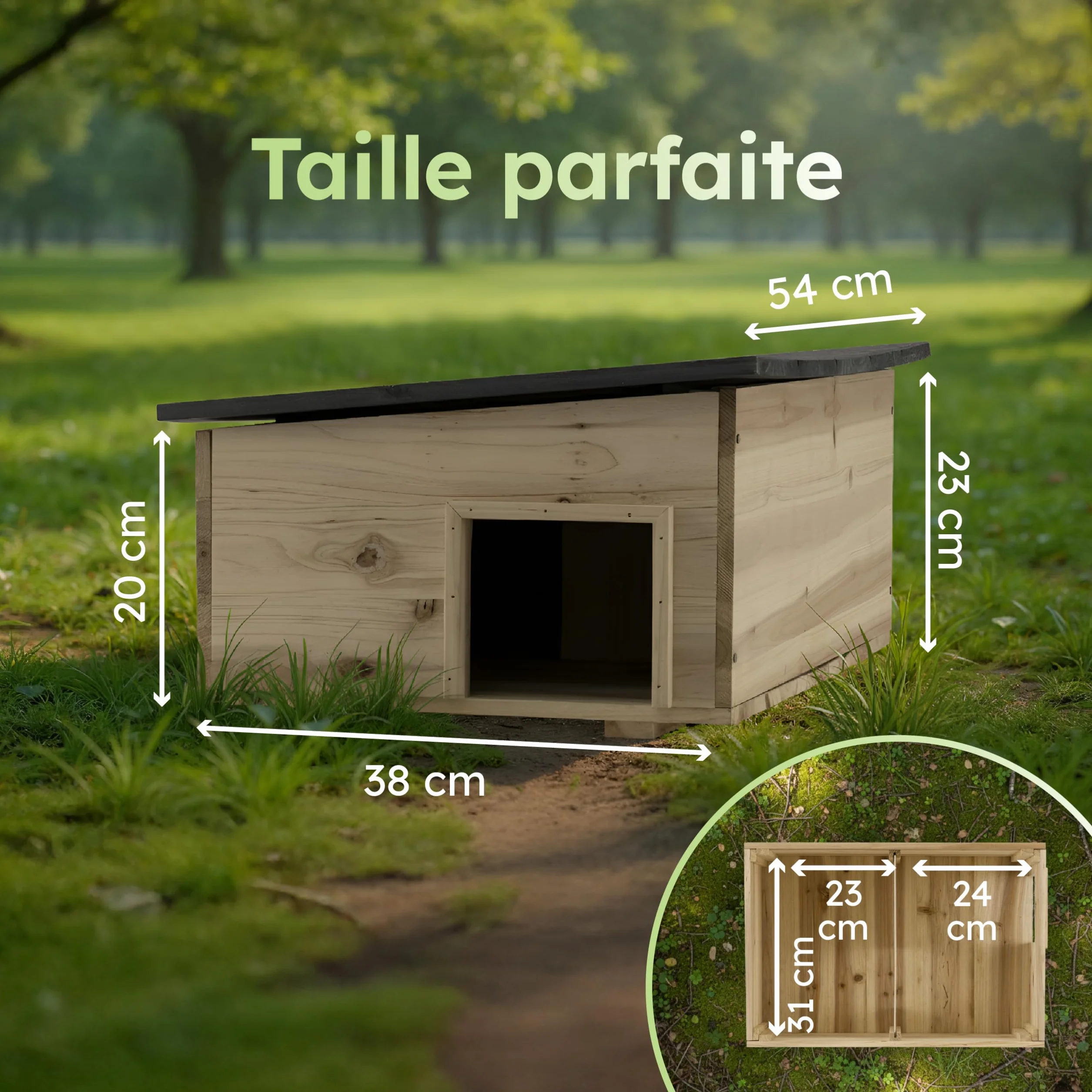 Moorland Cabane pour Hérissons en Bois FSC 54×38 cm – Maison Herisson Extérieur avec Toit Amovible Anthracite & Entrée Labyrinthe – Modèle IH5
