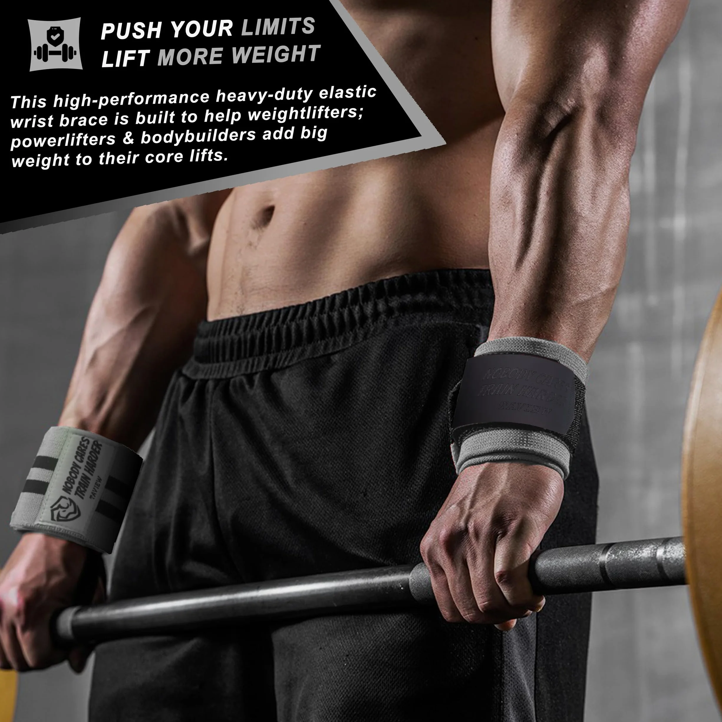 TAVIEW Bandages de poignet pour haltérophilie avec boucle de pouce robuste, haltérophilie, cross-training, bodybuilding - Qualité professionnelle - Pour entraînement en salle de sport, hommes et