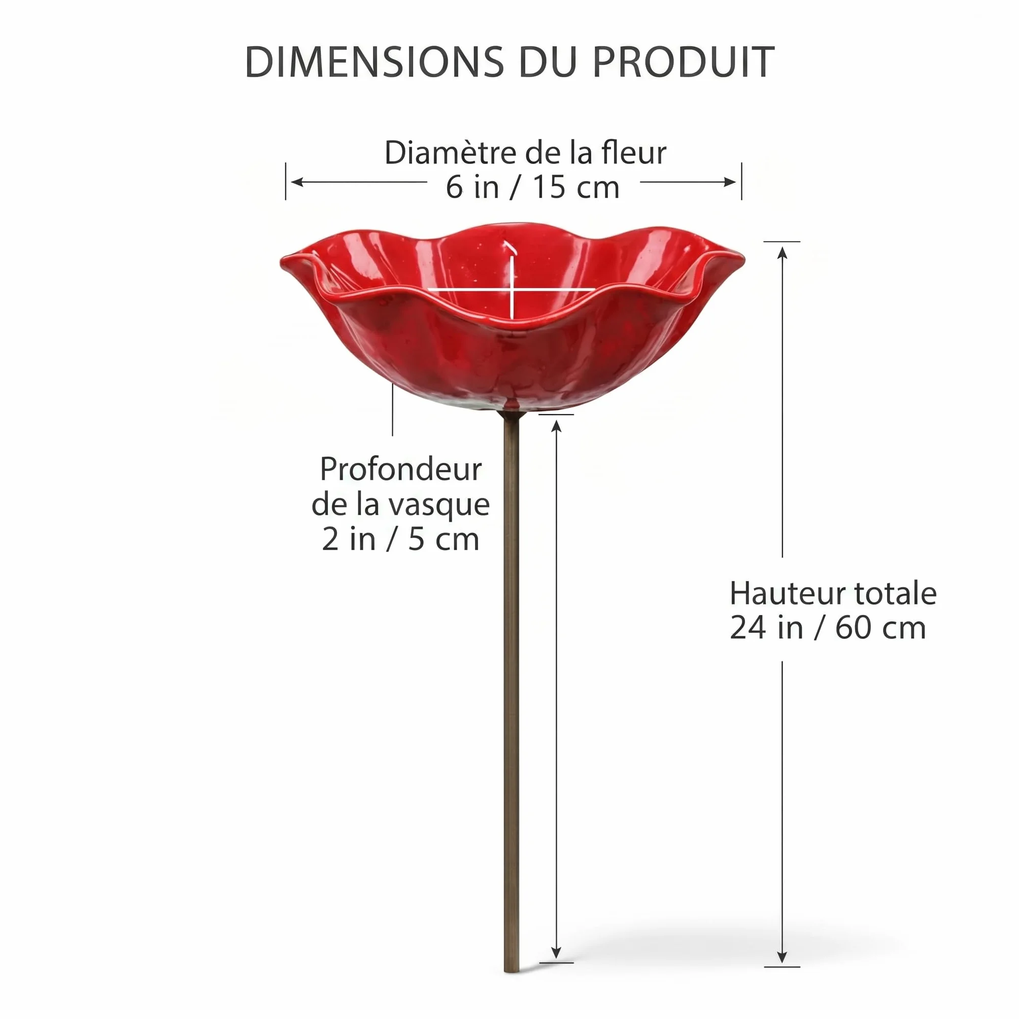Mangeoire Oiseaux Extérieur Métal sur Pied 3 Pièces Forme Fleur pour Jardin