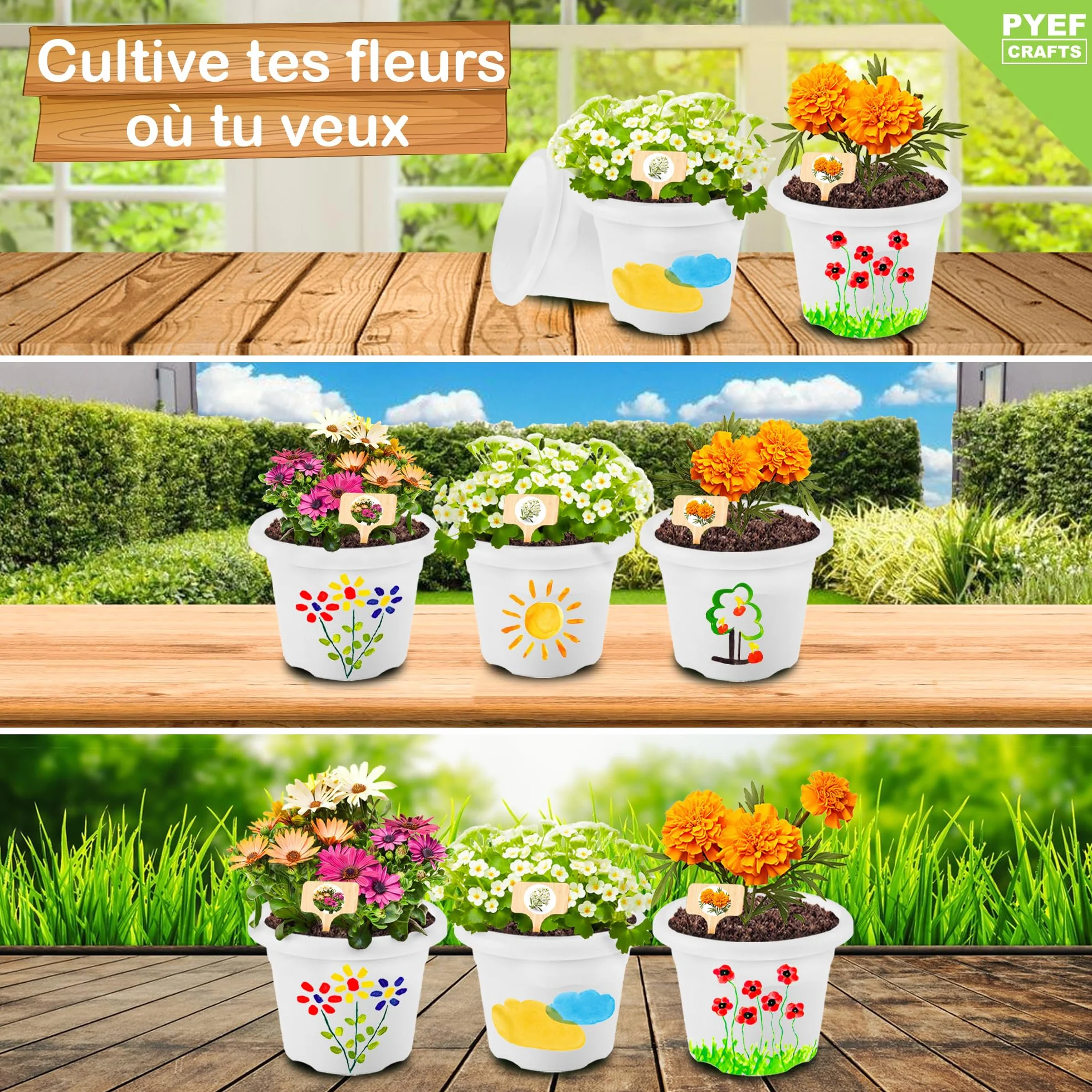 Kit Jardinage Enfant - Set Jardinage & Plantation pour Peindre Fleurs - Jardiniere Potager Gamin