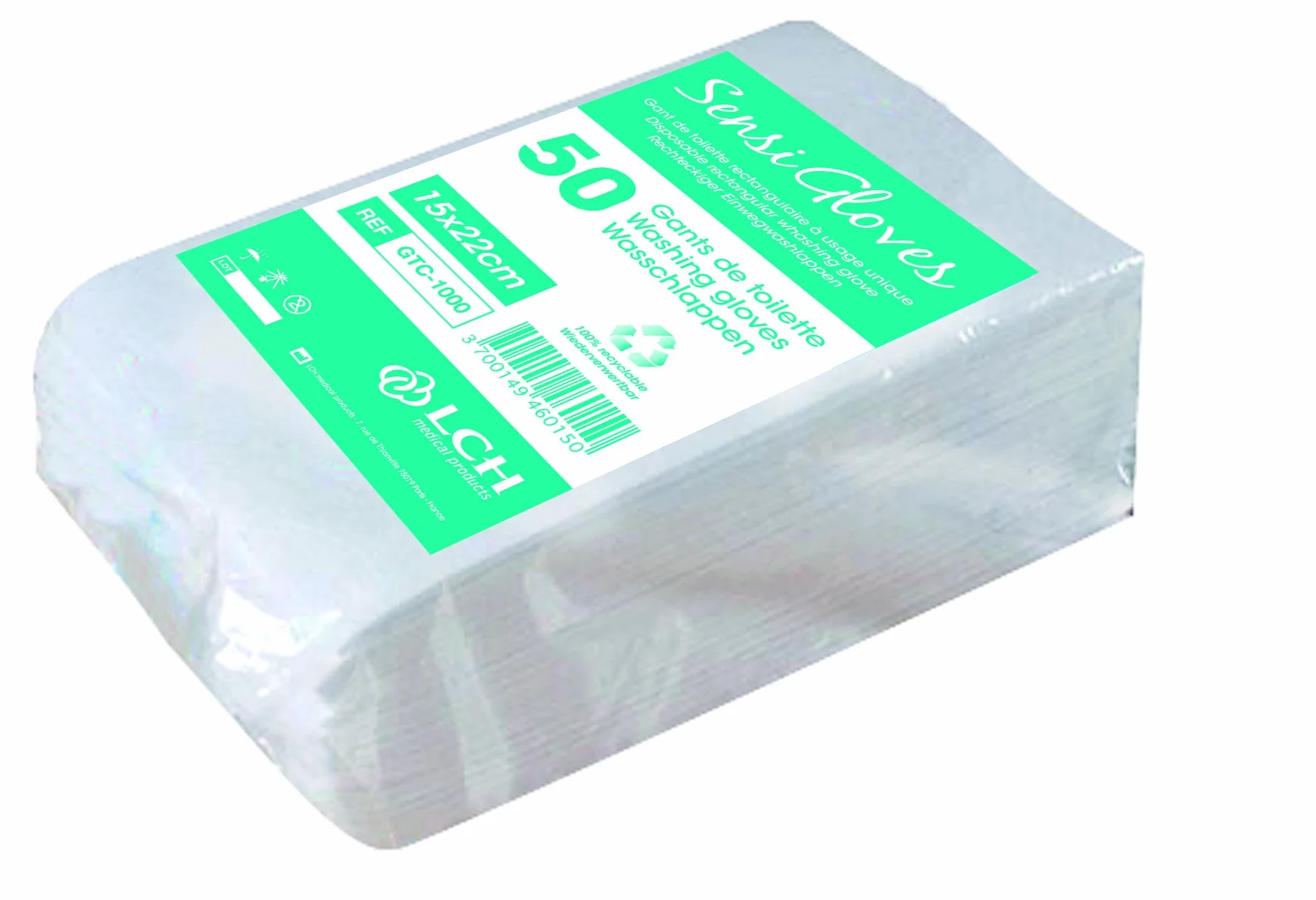 LCH Sensigloves Gants de Toilette jetables Sachet de 50 Pièces