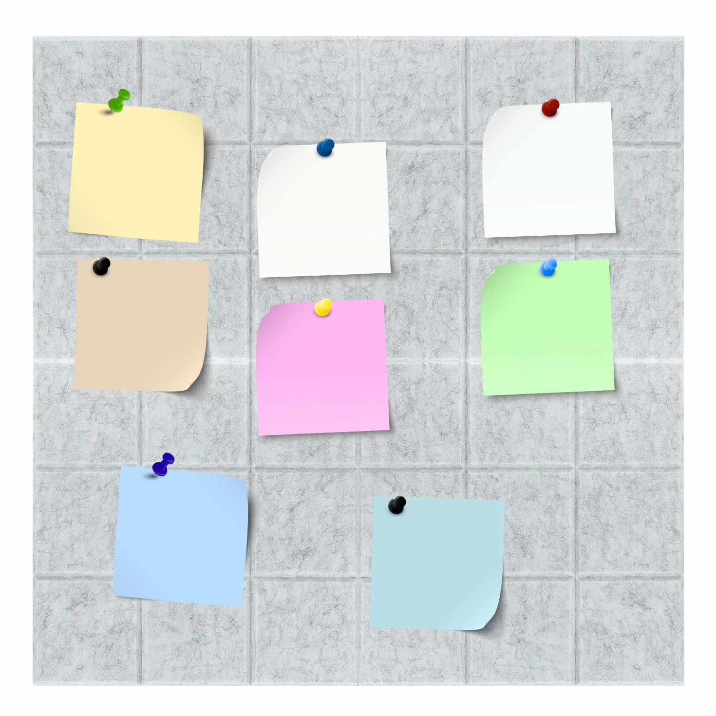 QWORK Lot de 6 Panneaux en Feutre Autocollants 30x30x0.9 cm avec 30 Punaises Tableau Mural