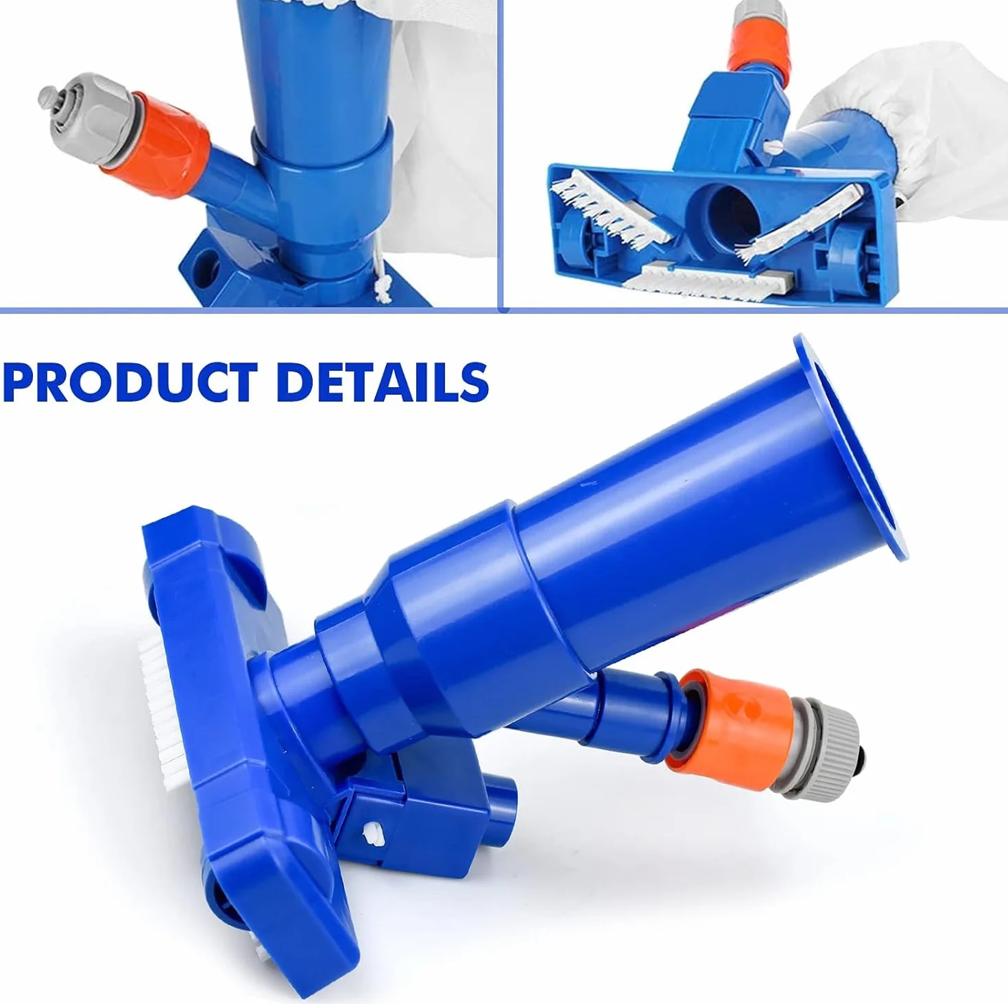 Aspirateur Piscine Portable avec Perche Télescopique Bleu