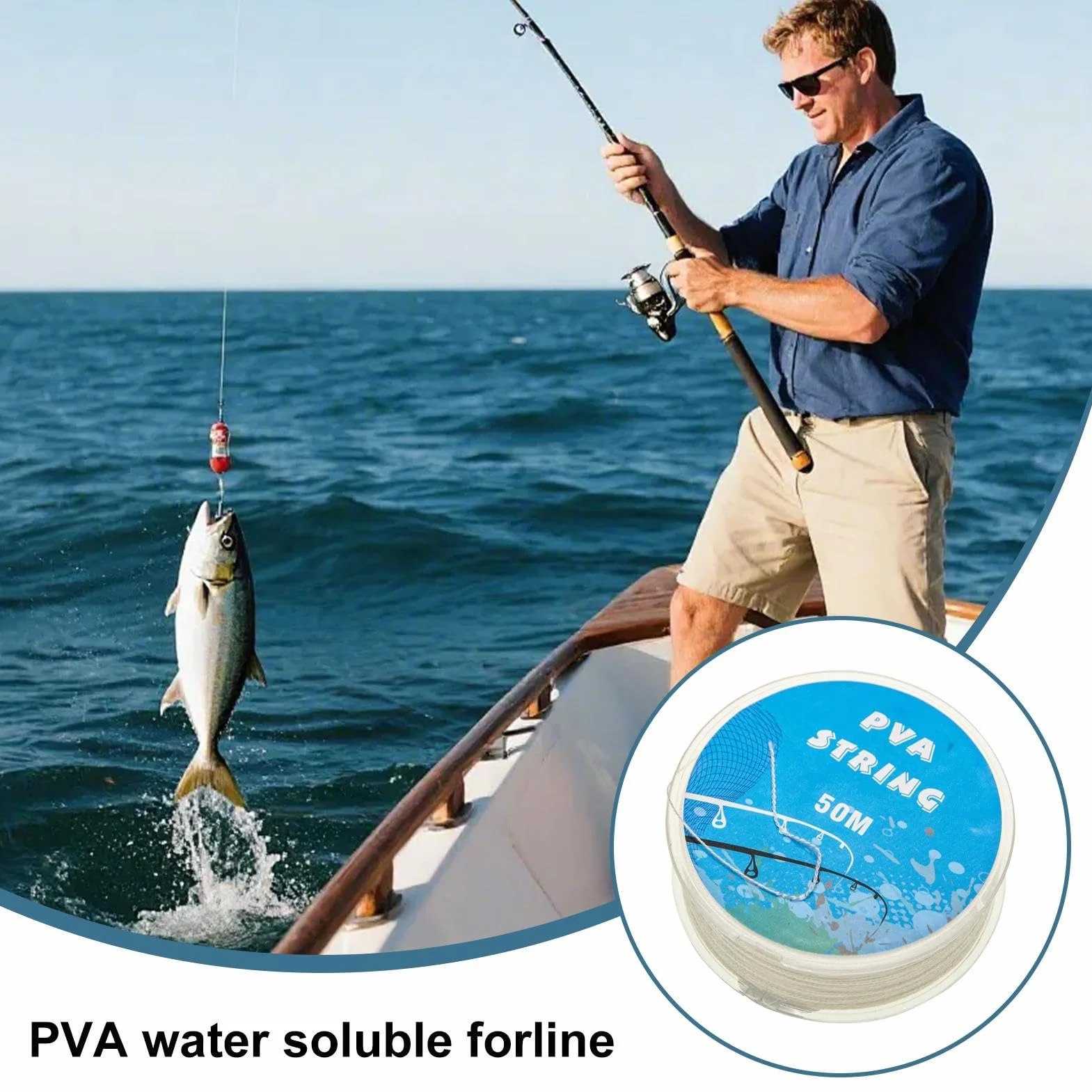 Corde de pêche soluble dans l'eau, fil d'appât blanc, 7,5 x 2,5 cm, accessoires de pêche en rivière