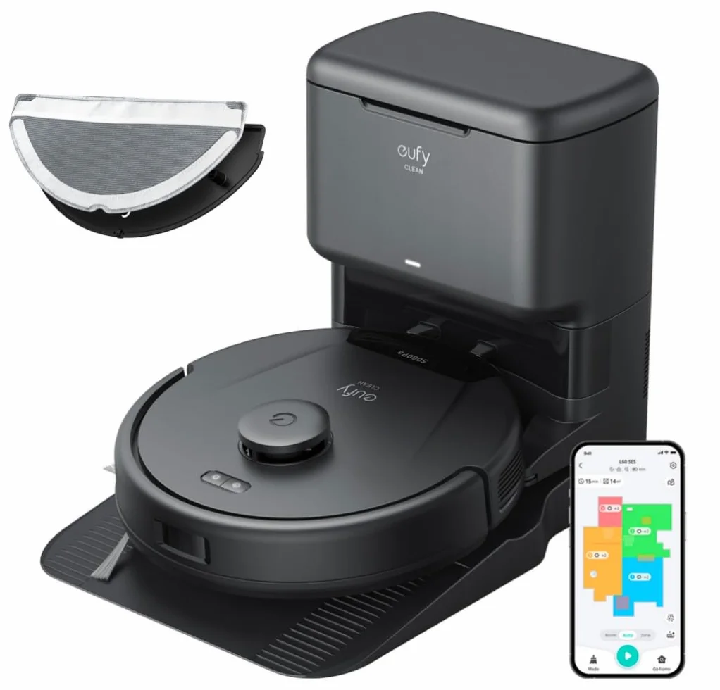 eufy L60 Ses Aspirateur Robot 2 en 1 5000 Pa Navigation Laser iPath Reconditionné