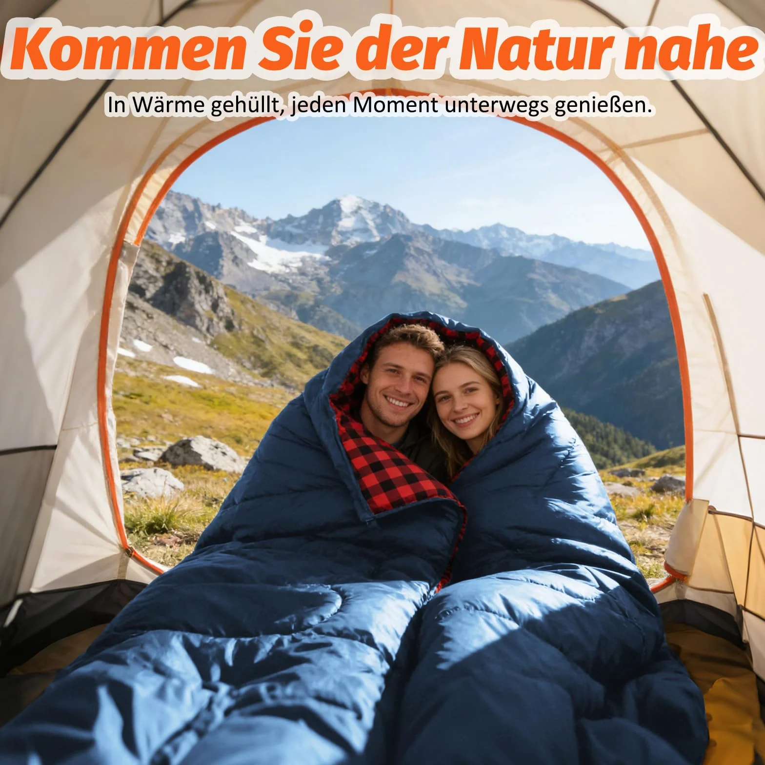 SWTMERRY Sac de couchage double pour adulte - Sac de couchage pour 2 personnes - 230 x 160 cm - Avec 2 coussins - Pour la famille, l'extérieur, la randonnée, les voyages