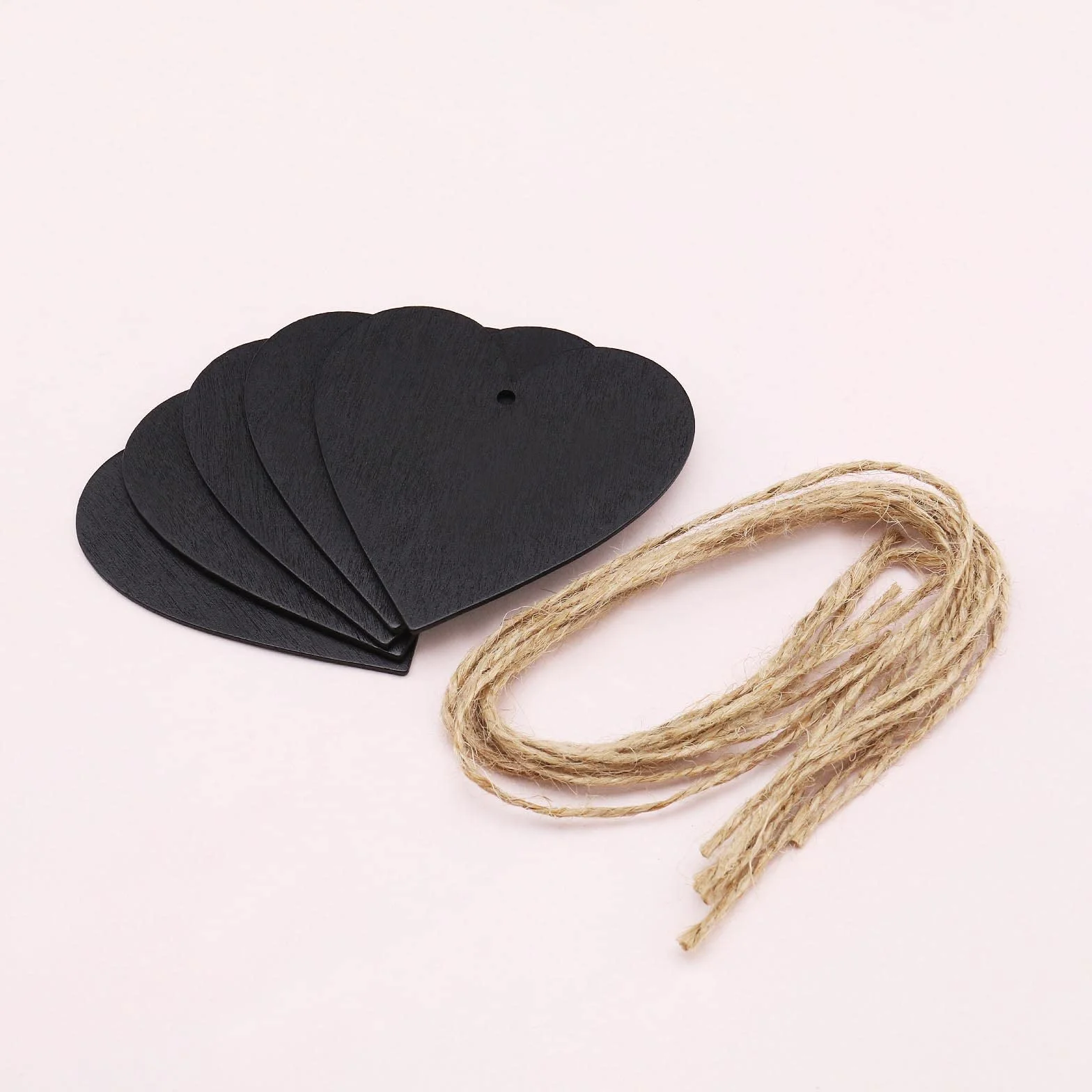 Lot de 20 mini tableaux noirs en forme de cœur en bois à suspendre pour décoration mariage