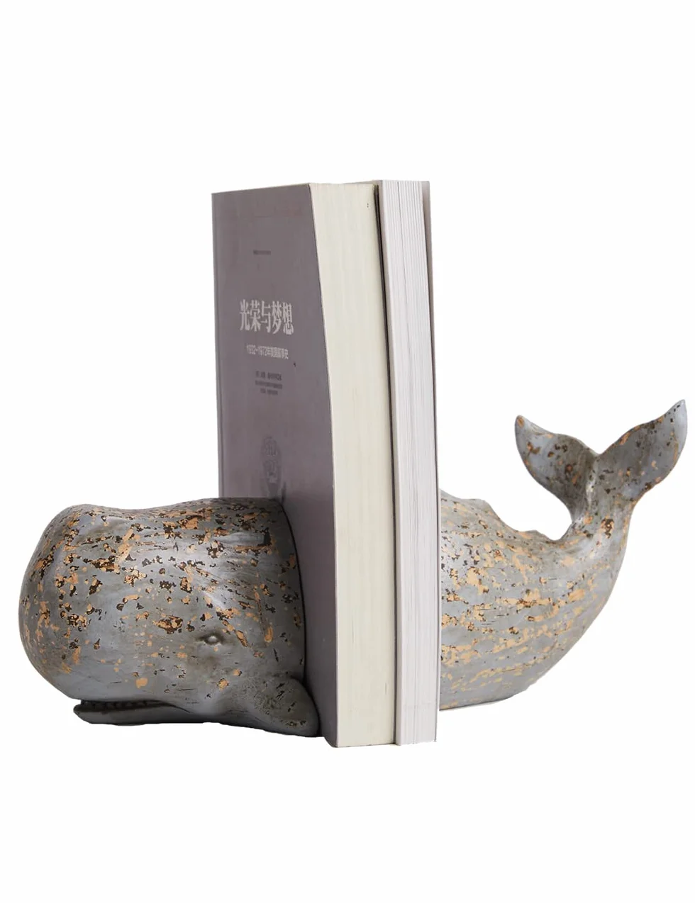 HAUCOZE Statue Baleine Figurine Décoration Maison Océan Serre Livres Résine 24cm