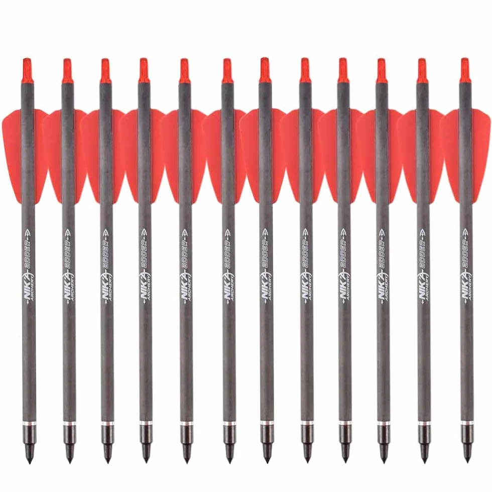 7.5 "Pouces R9 arbalète boulons flèches en Carbone 2" palettes Rouges avec tête Large 100grain pour la Chasse tir ciblage