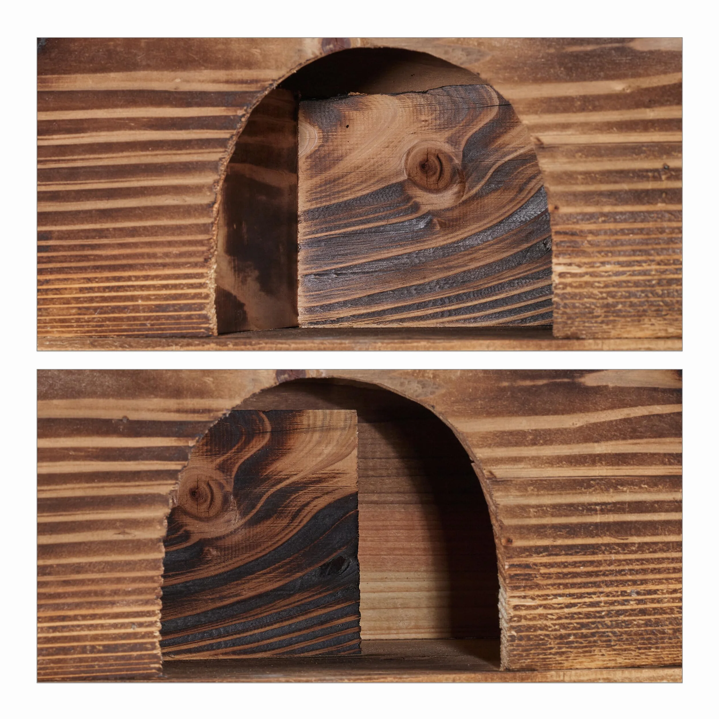 Relaxdays Maison à hérisson Bois flambé avec Fond 25 x 40 x 30 cm Marron