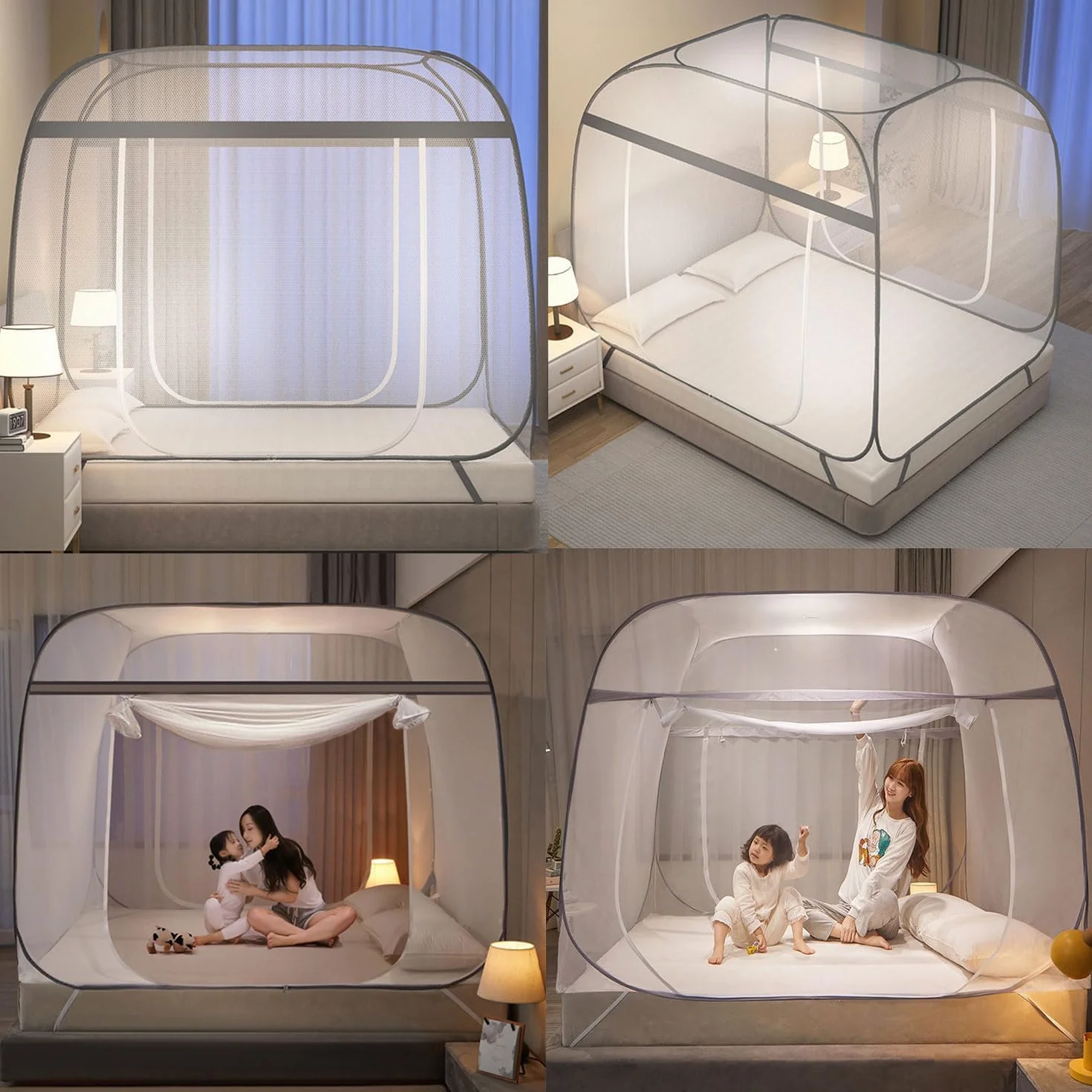 Moustiquaire pour lit déployable, 180 cm x 200 cm, moustiquaire pour lit, moustiquaire portable, pour voyages, pliable, pour chambre, extérieur