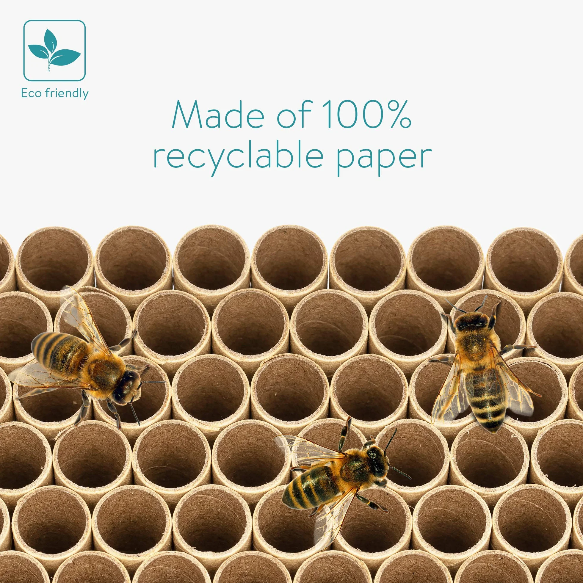 Navaris Tube en Papier pour Abeille 200x Recyclable Hôtel à Insectes Abri Refuge