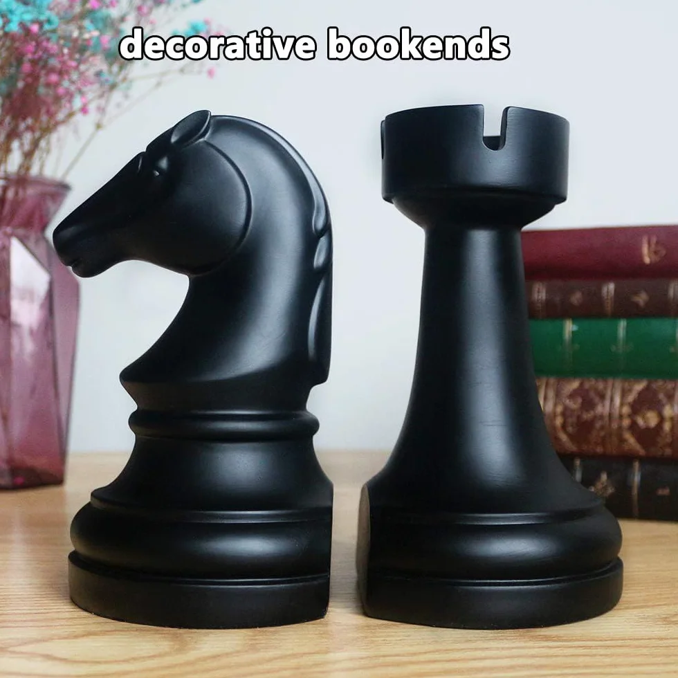 Serre-Livres Décoratifs Noirs Lourds 17,8 cm - Décoration Bureau Maison - 1 Paire