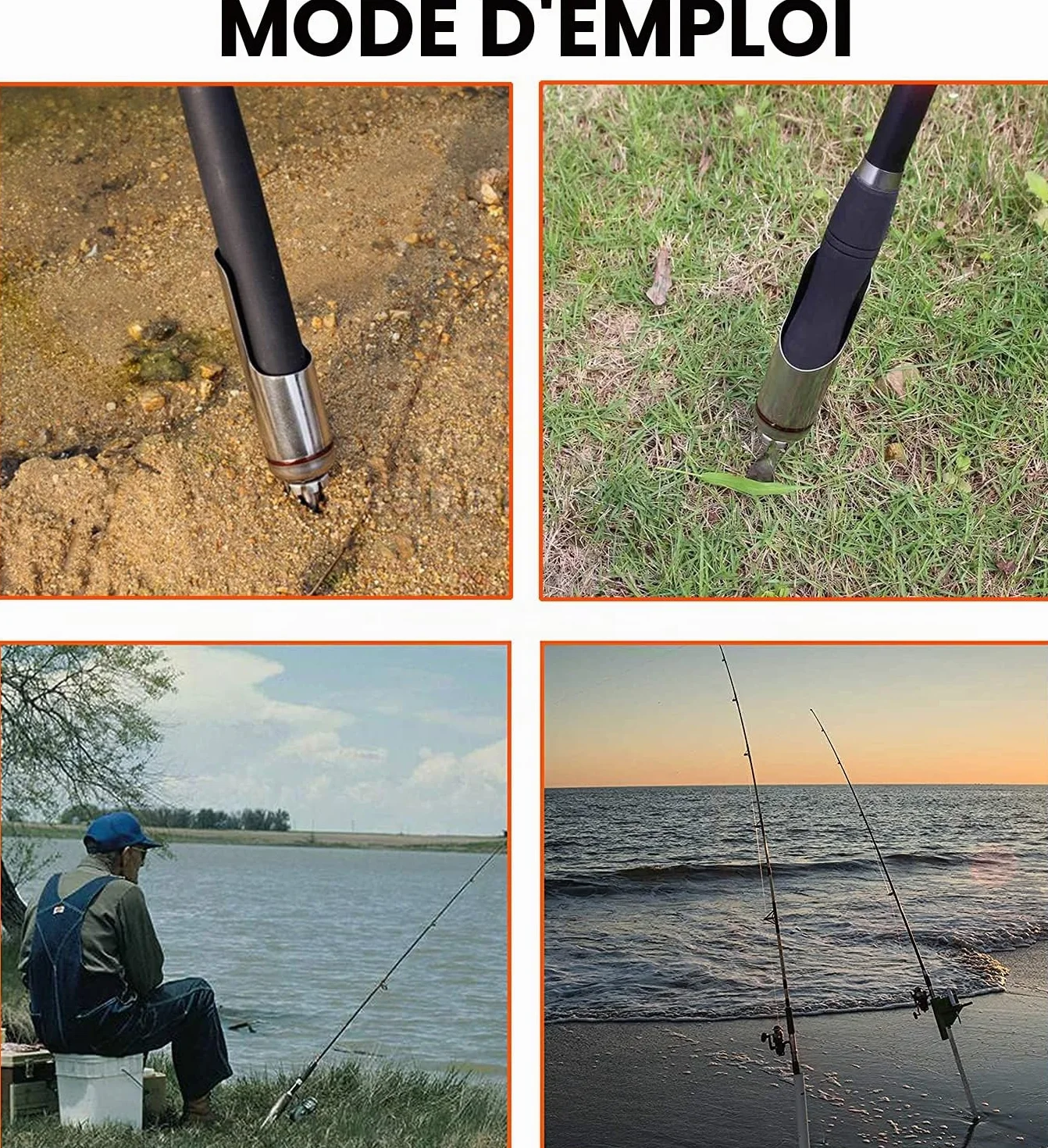 Support de Canne à Pêche Acier Inoxydable Universel Détachable Portable 2pcs
