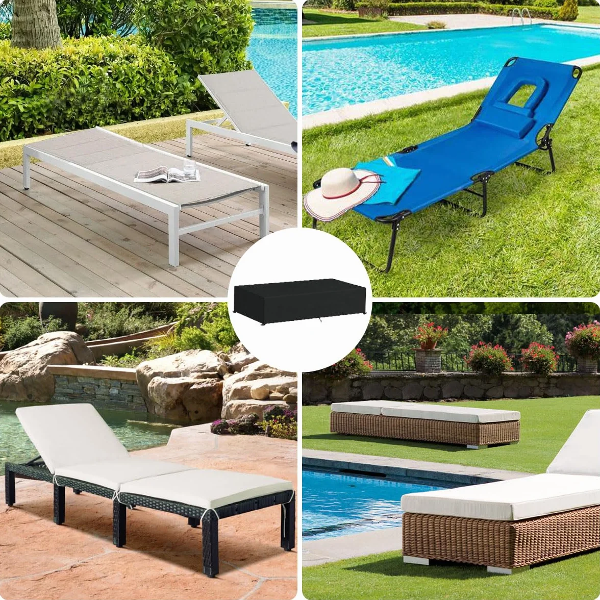 Housse Transat Impermeable Anti-UV 200x68x30cm Protection Exterieur Jardin