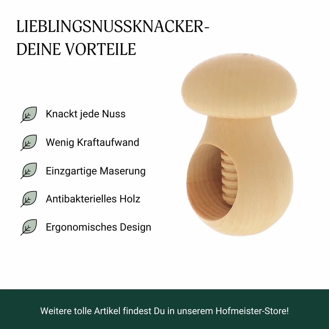 Casse-Noix en Bois de hêtre Non traité 10 cm, Produit Naturel de l'UE