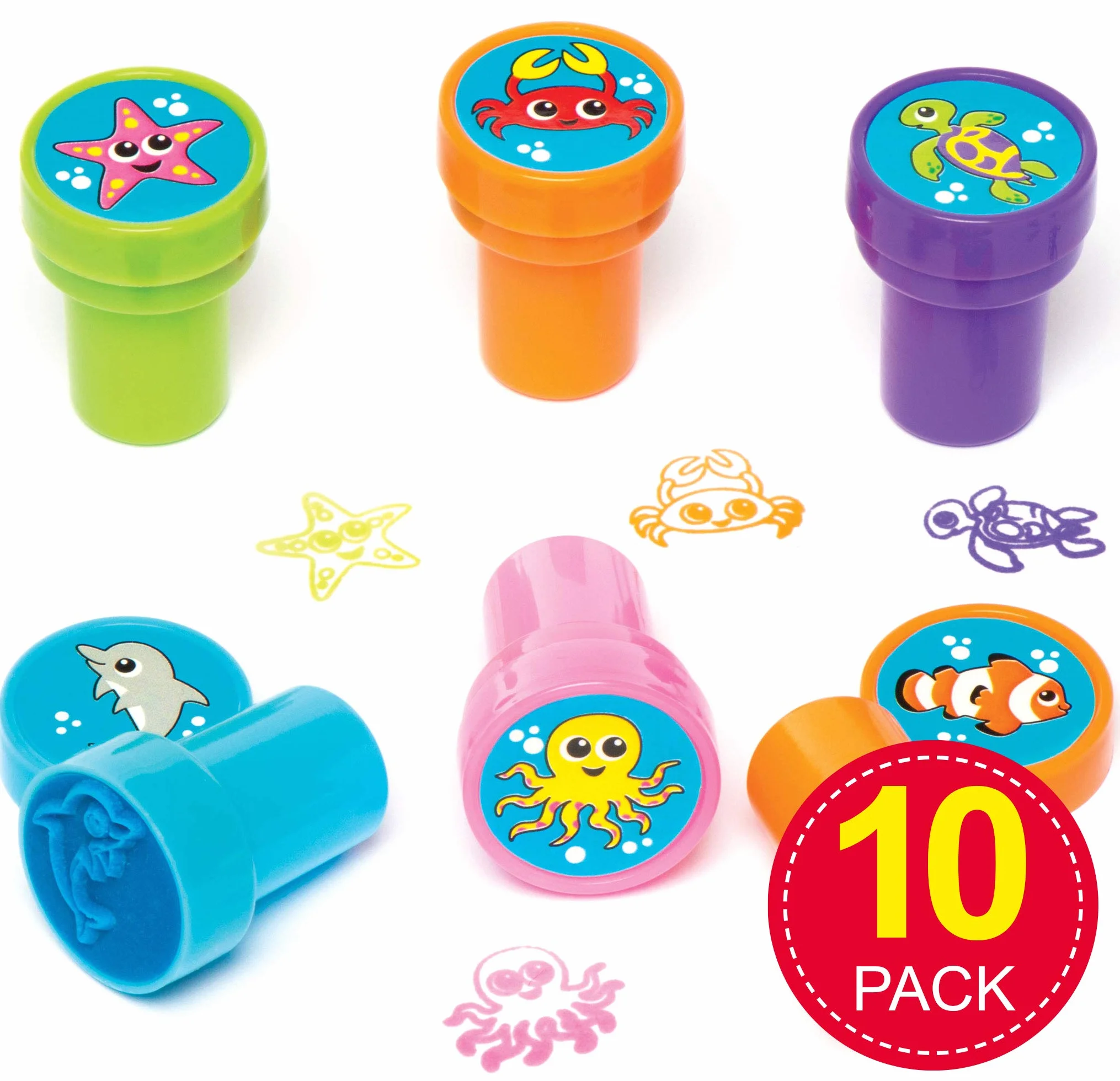Baker Ross Sealife Self-Inking Stampers Arts and Crafts for Kids (Pack of 10)