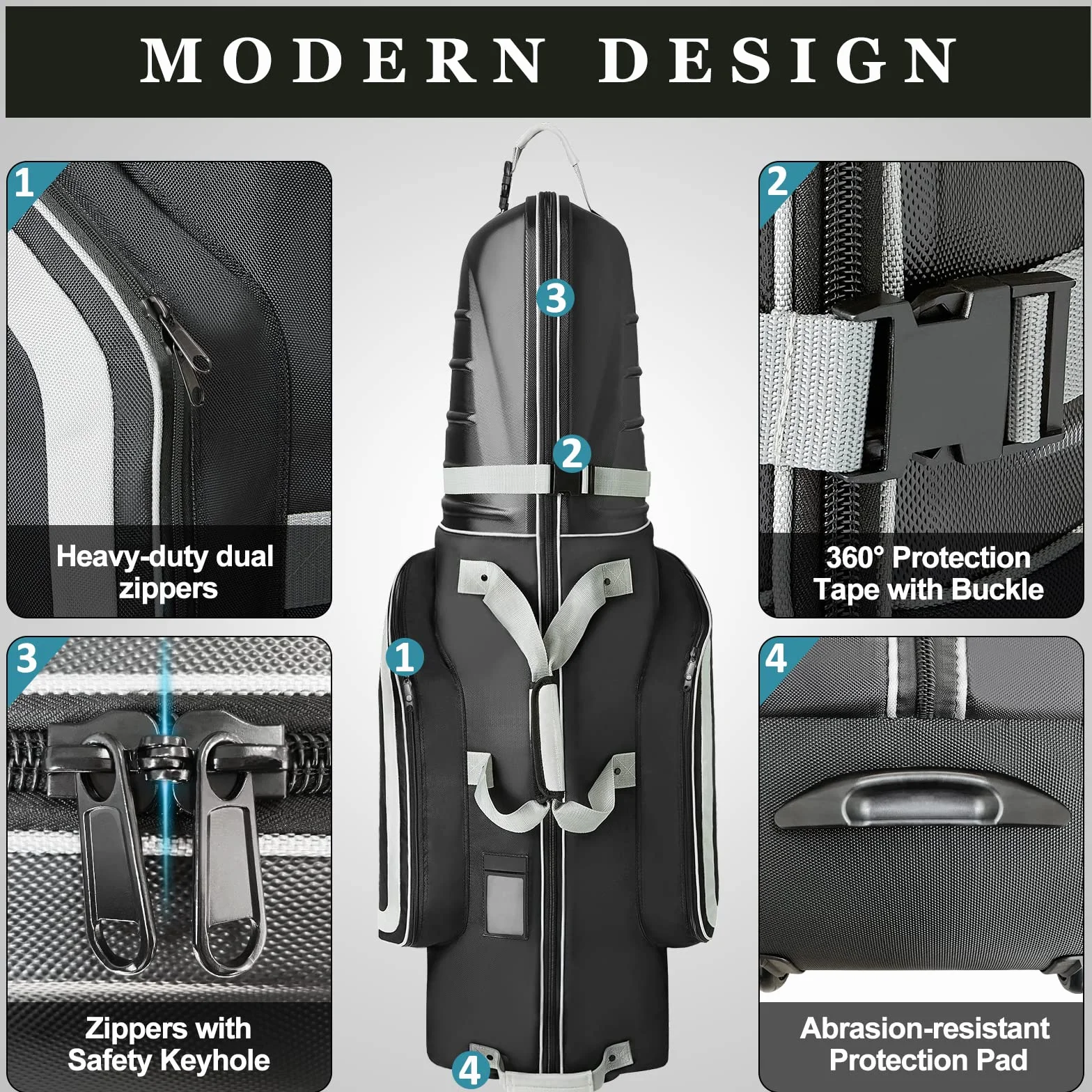 Yamato Sac de Voyage de Golf avec Coque Rigide ABS pour Clubs de Golf, Bagages pour compagnies aériennes avec Roues, Excellent Cadeau de Golf pour Golfeur