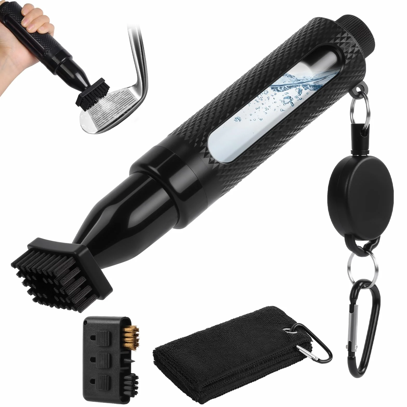 flintronic Kit de Nettoyage pour Club de Golf avec Brosse et Serviette Microfibre