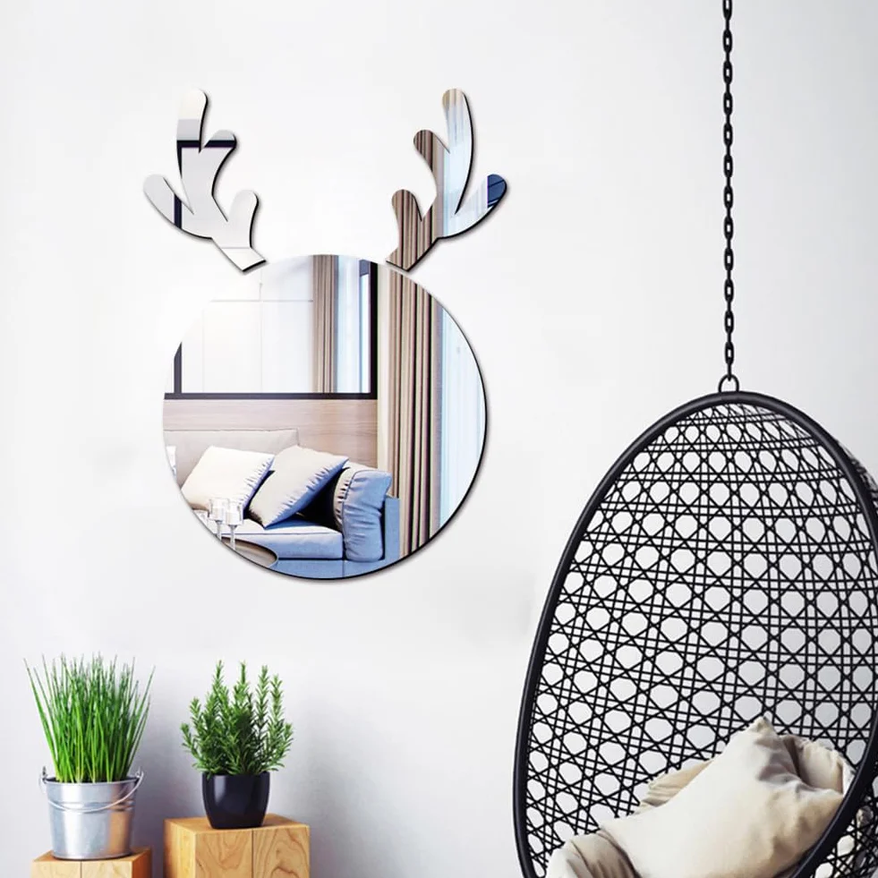 Lot de 2 miroirs autocollants incassables en acrylique 20 cm Motif licorne