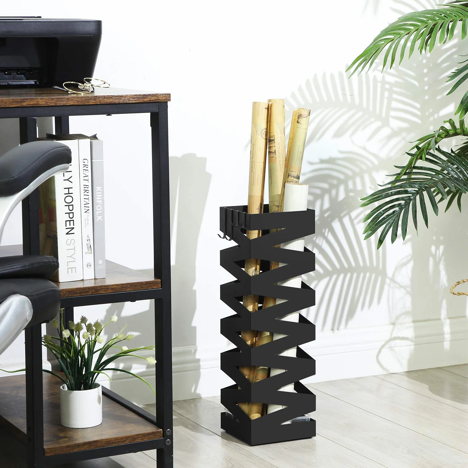 Songmics Porte parapluies en Métal Carré 49 x 15,5 x 15,5 cm Noir LUC16B