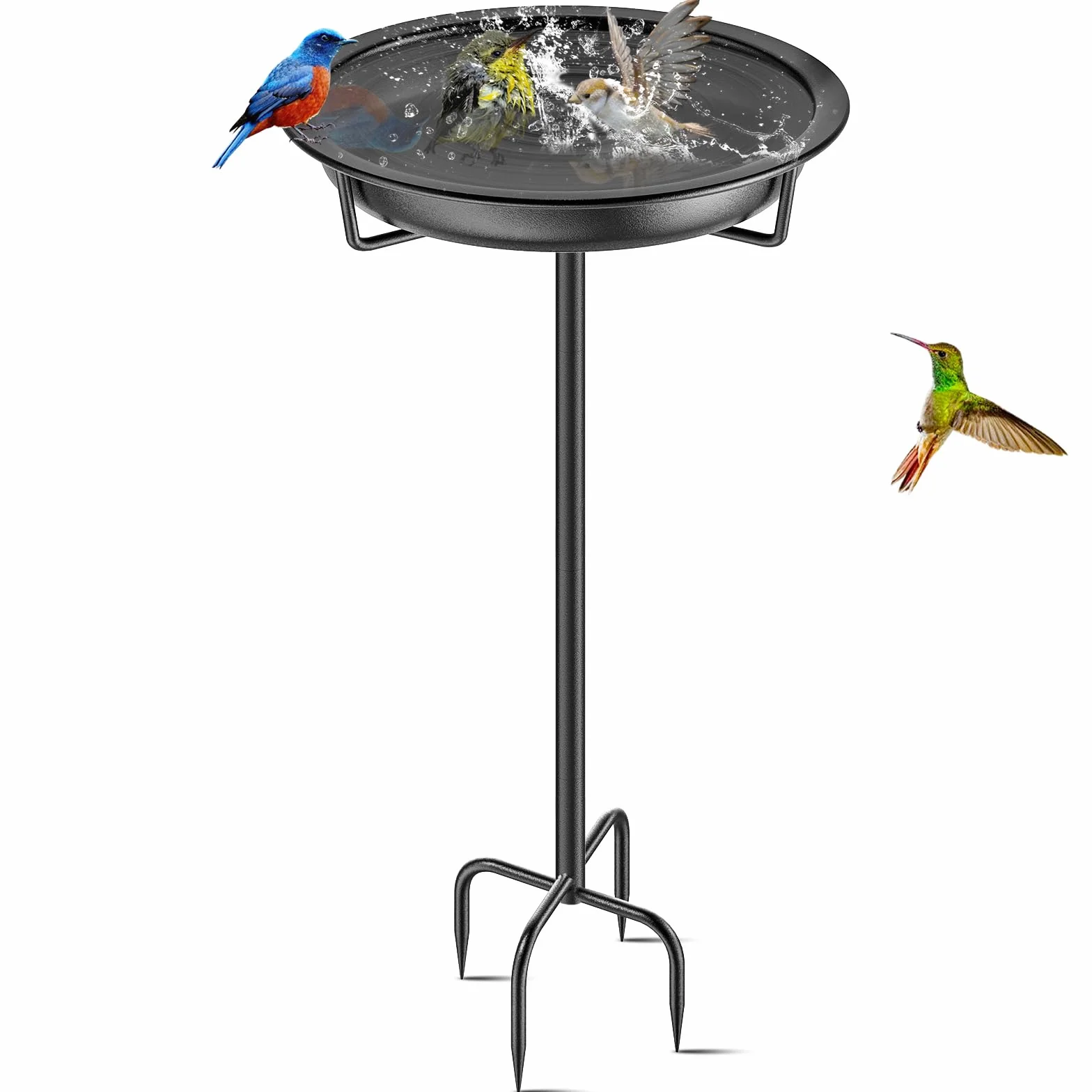 Bain d'oiseaux Abreuvoir Exterieur Fonte Hauteur 92cm Noir