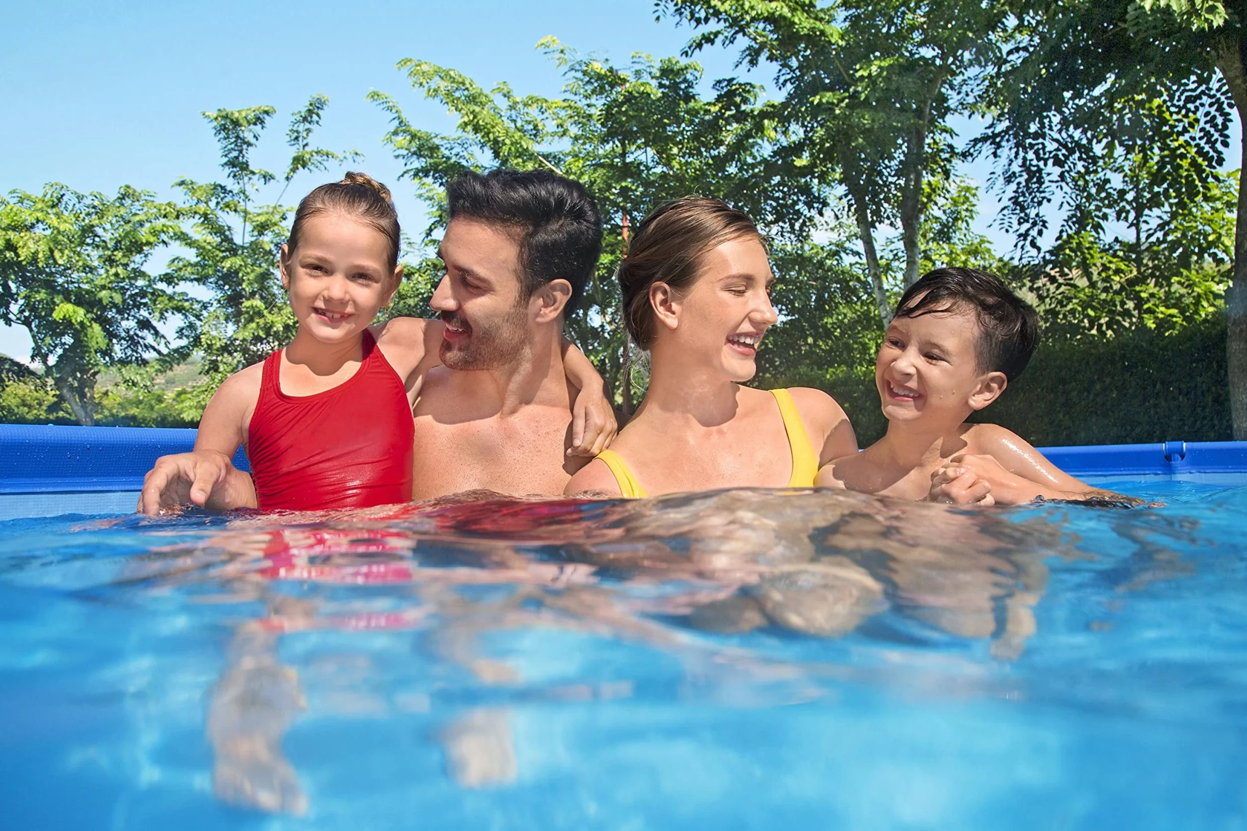 Bestway Steel Pro Piscine rectangulaire enfant cadre acier pompe filtrante 400 x 211 x 81 cm Bleu