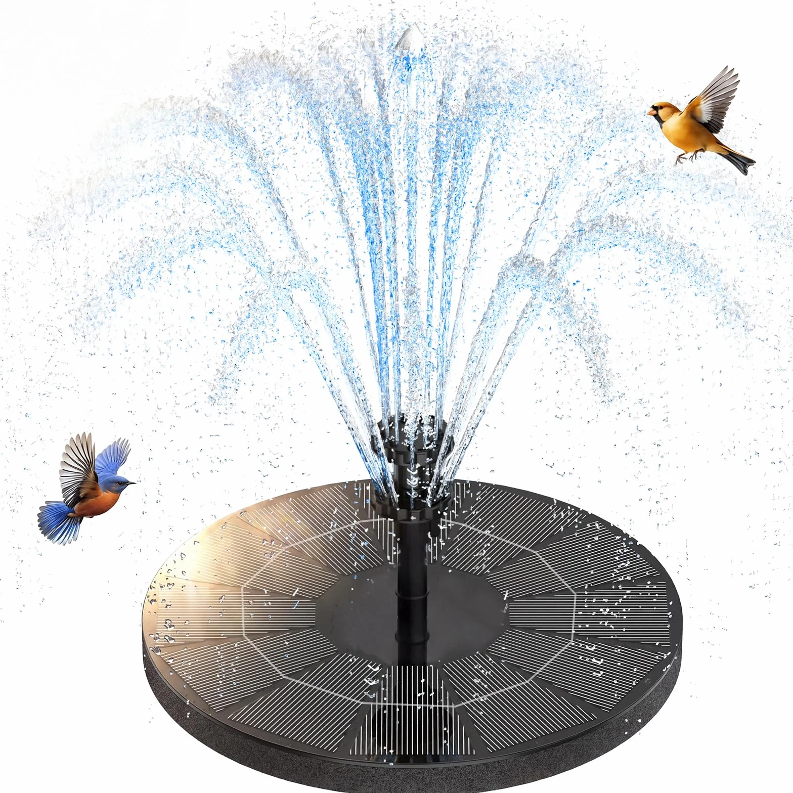 Fontaine Solaire Extérieur 3.5W Flottante Pompe Bassin avec Batterie 6 Buses Jardin