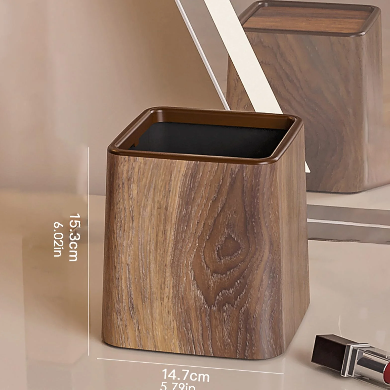 Poubelle de Bureau Rétro avec Couvercle Miniature Économiseur d'Espace