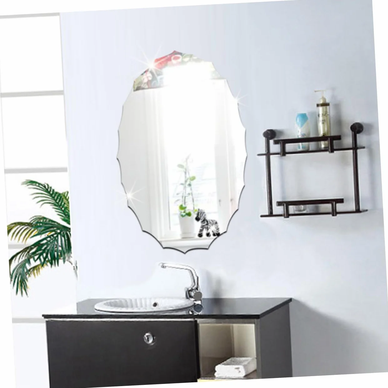 Cabilock Miroir Autocollant Oval Sticker Miroir pour Salle De Bain Décoration Murale