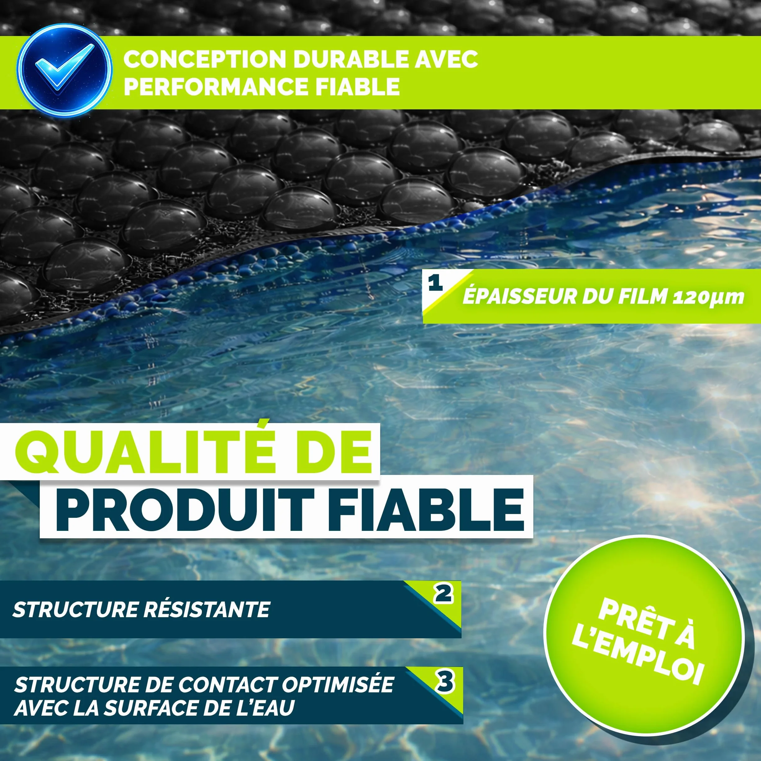 Tillvex Bâche à Bulles Piscine 120 µm 549x274 cm Noir Protection Solaire Chauffage