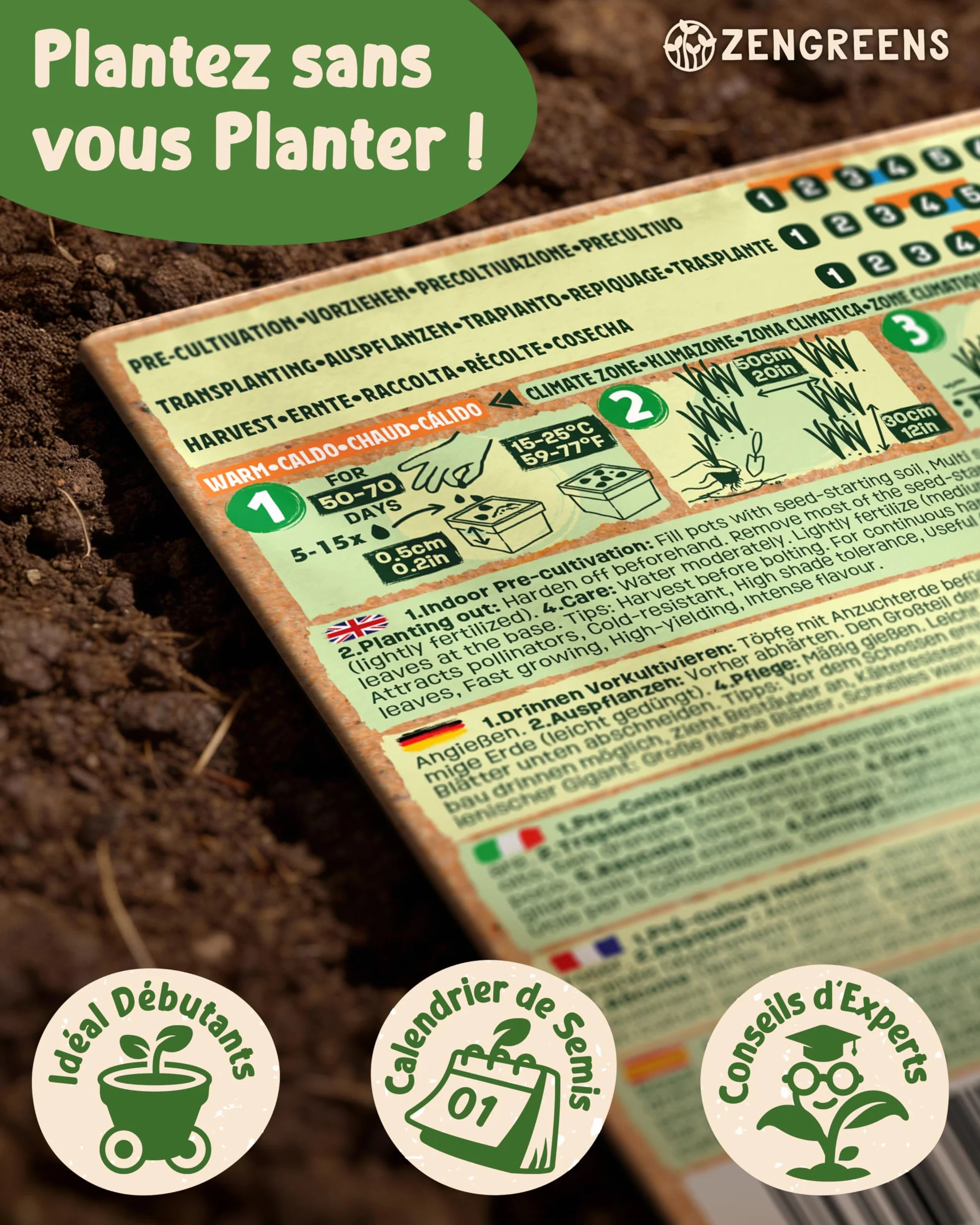 Kit de graines de herbes aromatiques bio 25 variétés ZenGreens® pour jardin balcon jardinière