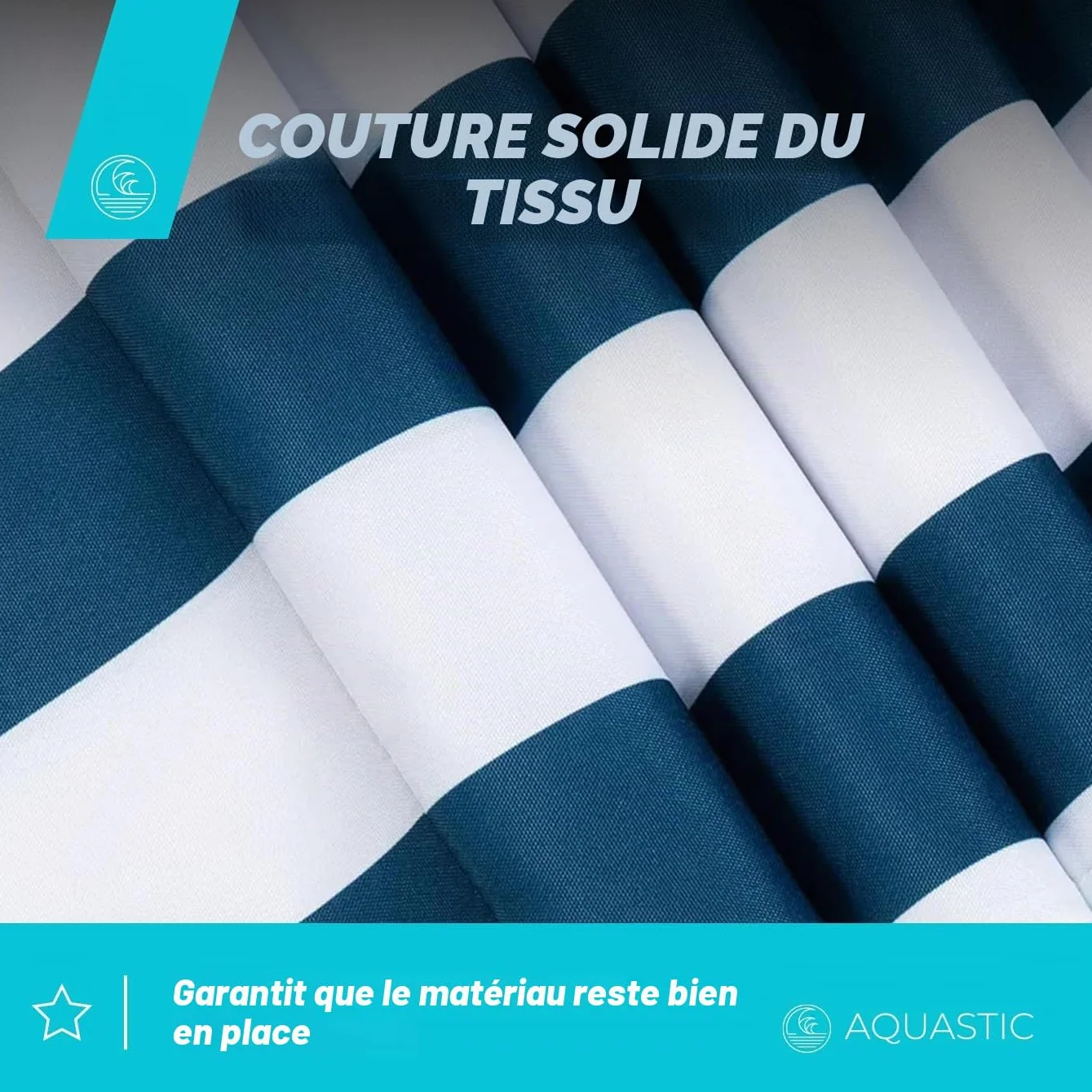 AQUASTIC Pare-Vent de Plage 4 m - Polyester avec piquets en Bois d'eucalyptus - 80 x 400 cm - Pliable avec Sac de Transport - pour la Plage et Le Camping