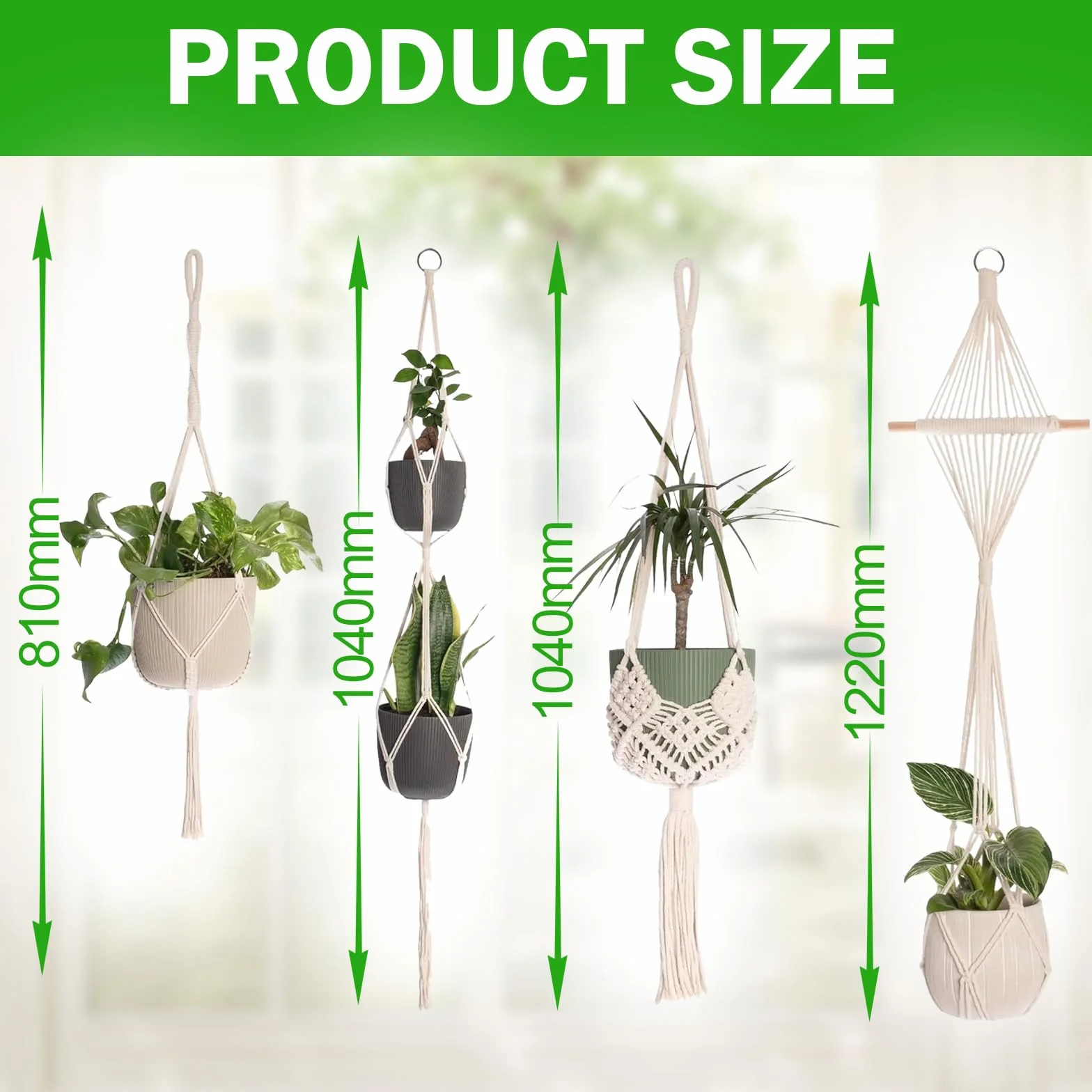 Suspension Macramé pour Plante Tissés à La Main 4 Pièces Décoration Maison Jardinage