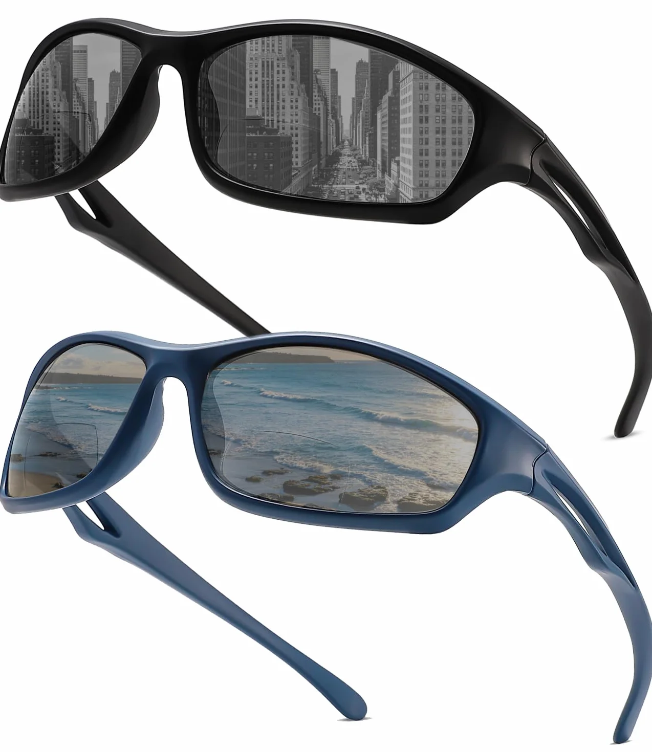 Viseng Lunettes de lecture de soleil bifocales sportives polarisées Protection UV400 pour cyclisme et extérieur Unisexe Homme Femme