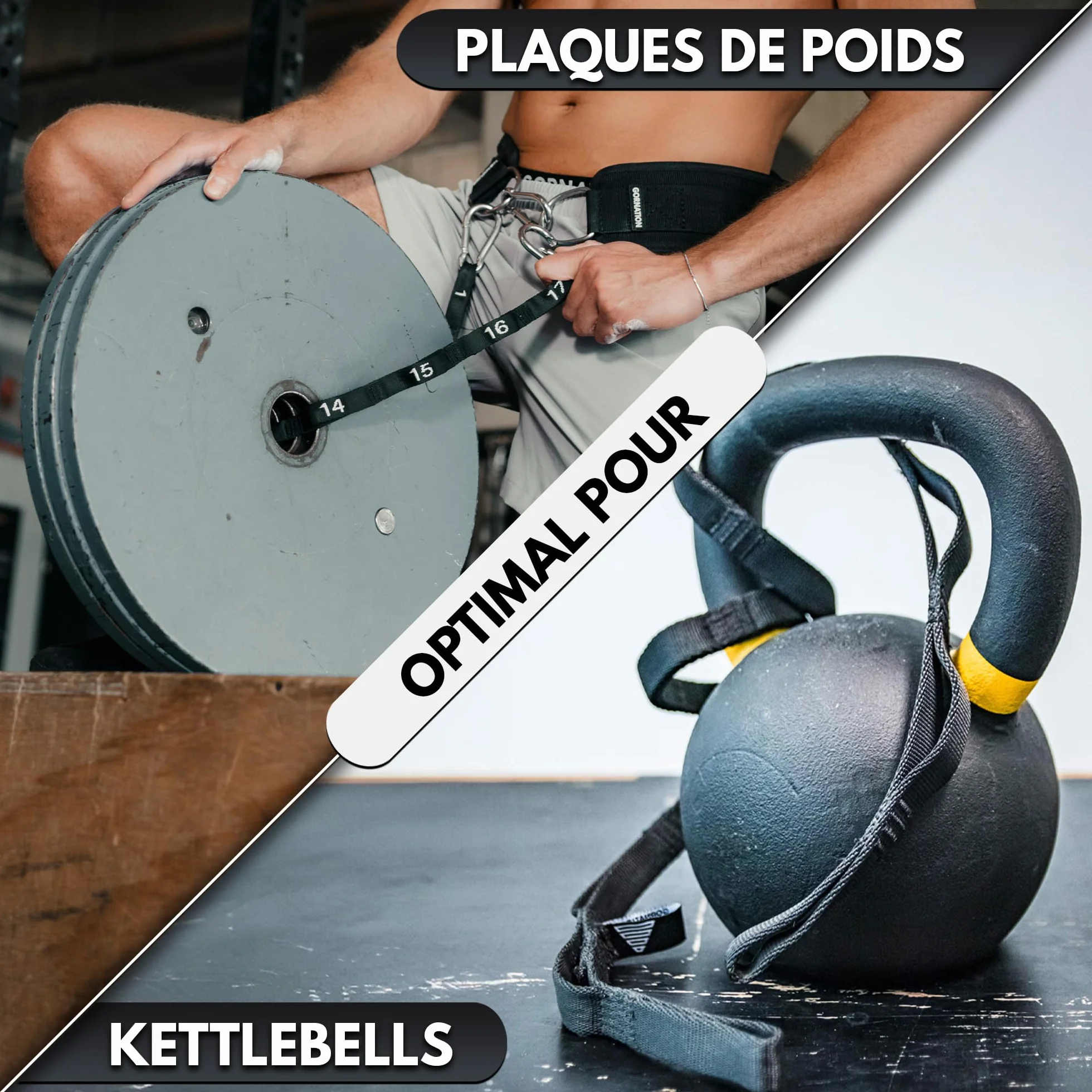 GORNATION Corde Sangle Ceinture Lestée Street Lifting Musculation 1000kg