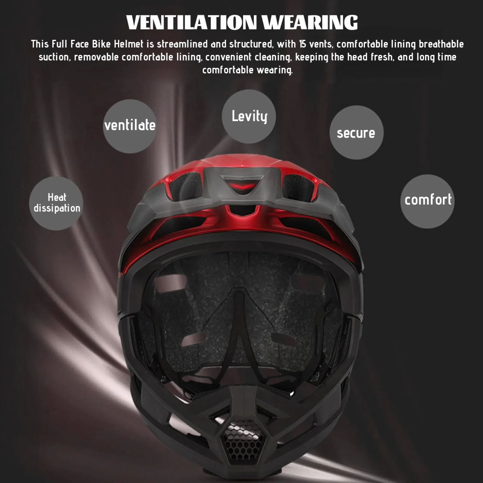 Casque intégral vélo Amovible Absorbant Les Chocs équipement Protection Respirant réglable pour VTT Adulte