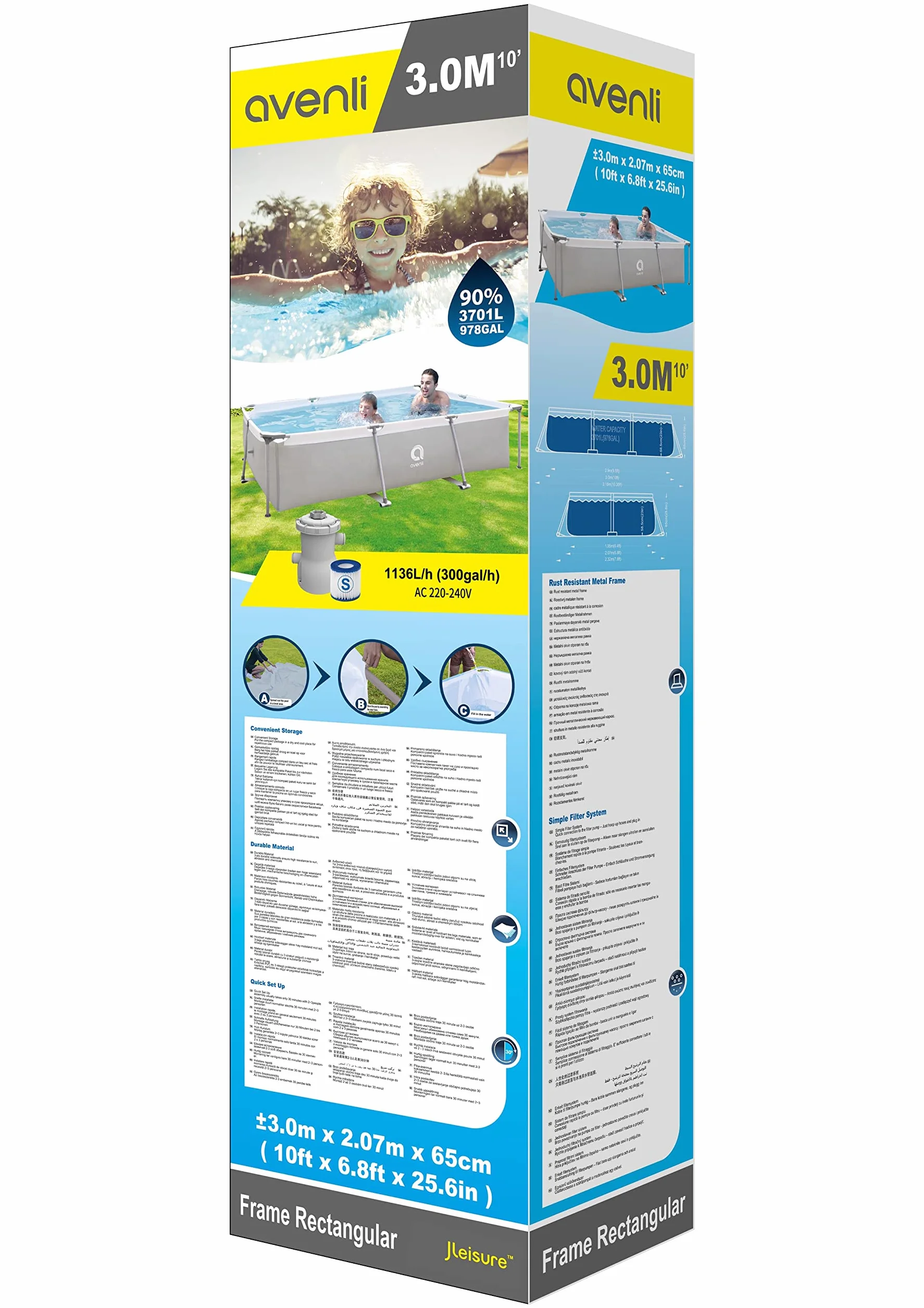 Avenli Piscine Rectangulaire avec Structure Gris