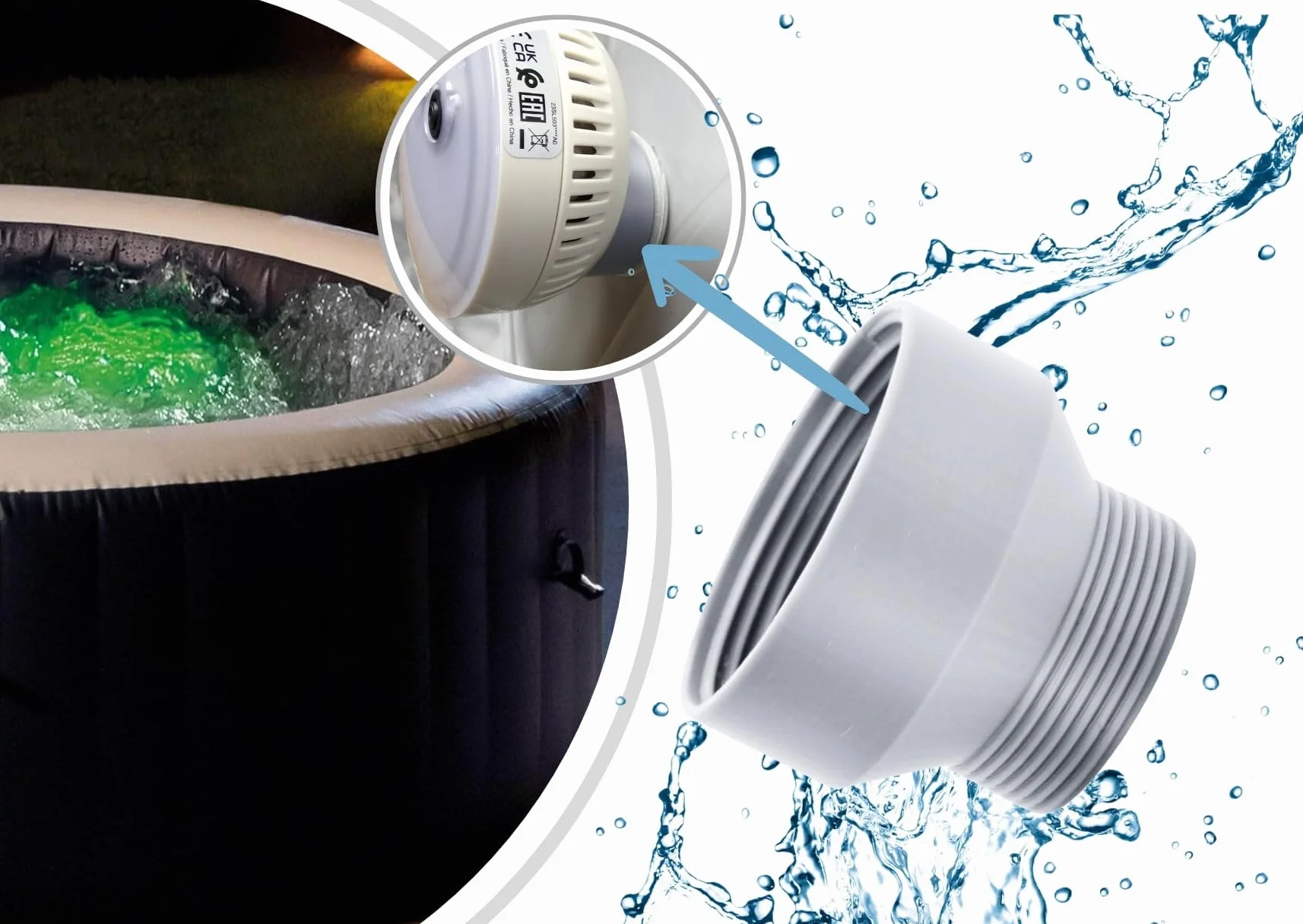 Adaptateur Convertisseur Lumière Led Compatible Intex Wave Spa Canadian Spa Grand Rapids Portable