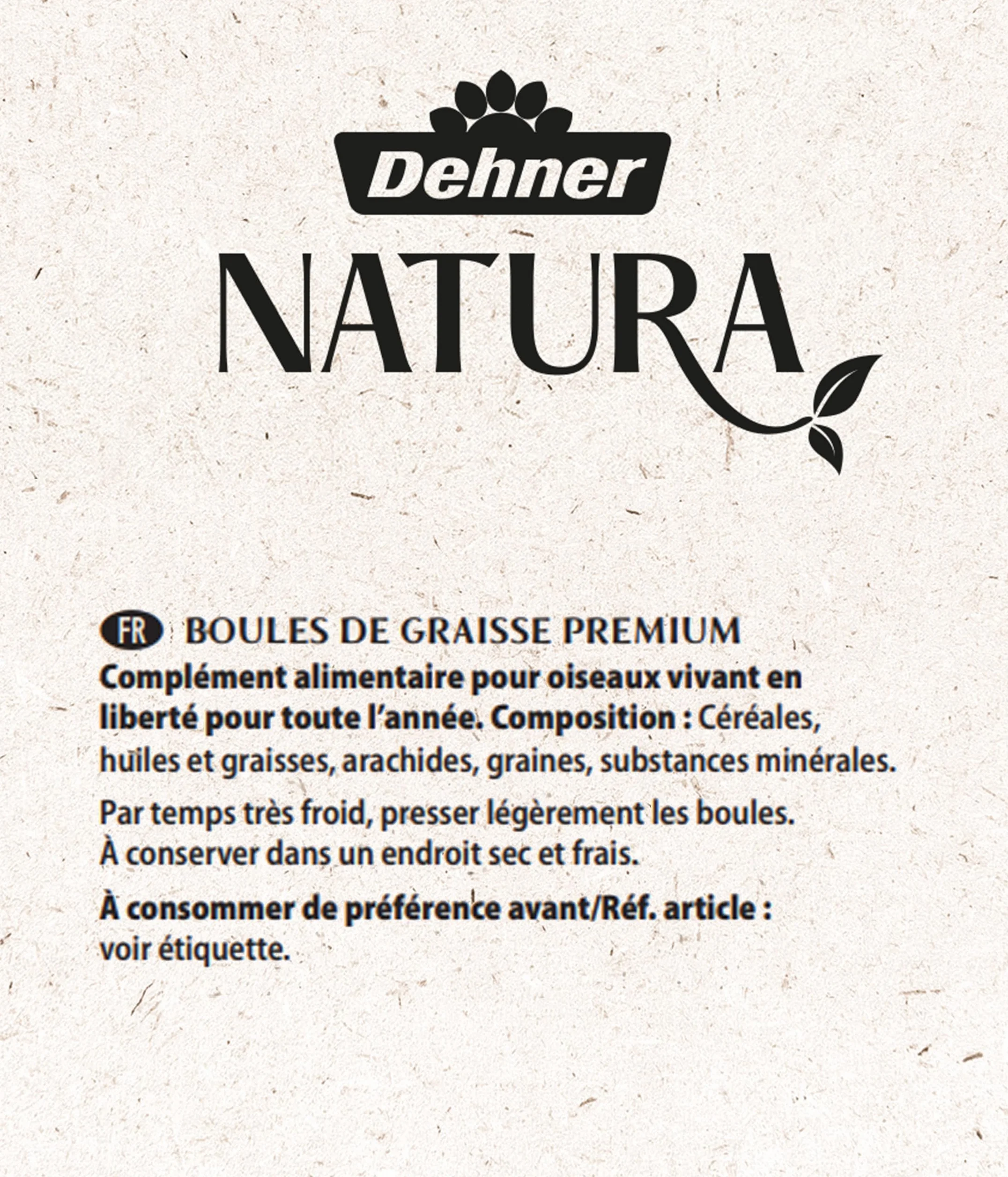Dehner Natura Nourriture pour Oiseaux Sauvages Boules de Graisse Filet Bio 30 pièces 90 g 2,7 kg