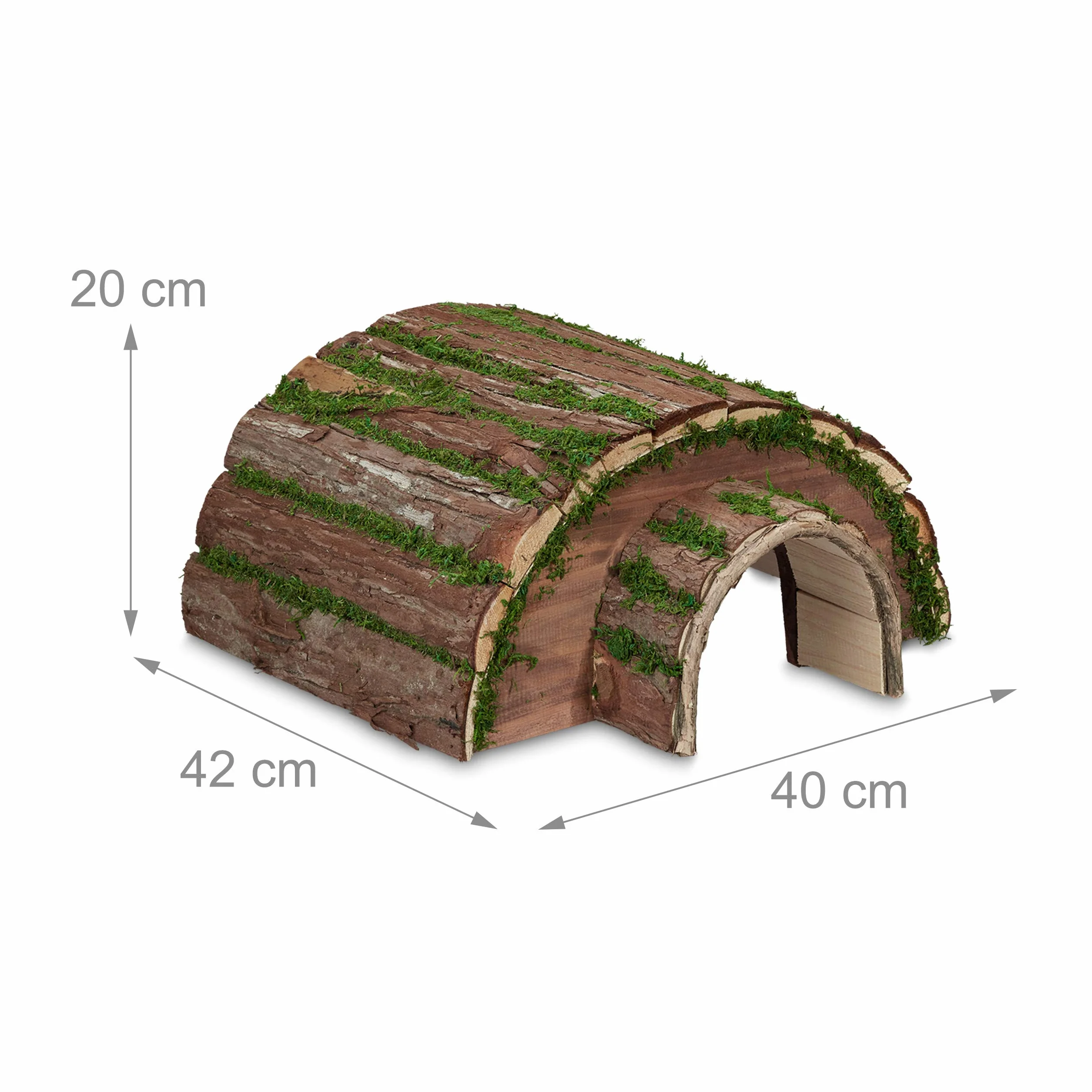 Relaxdays Abri pour hérisson Bois Mousse Hibernation Jardin résistant intempéries 20x40x42 cm Nature