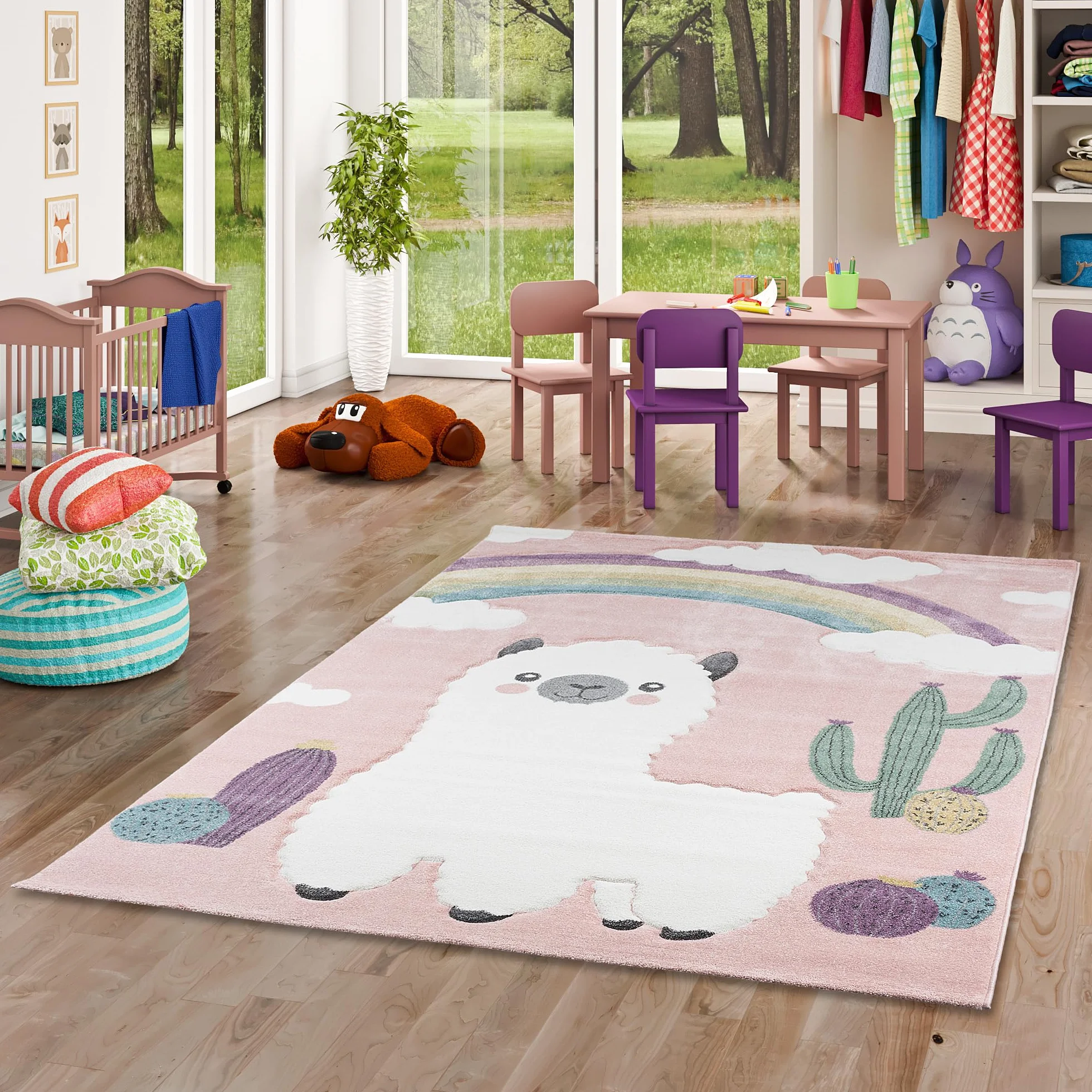 Pergamon Maui Kids Tapis Enfant Motif Lama Alpaga Paysage Désertique Coloré 5 Tailles