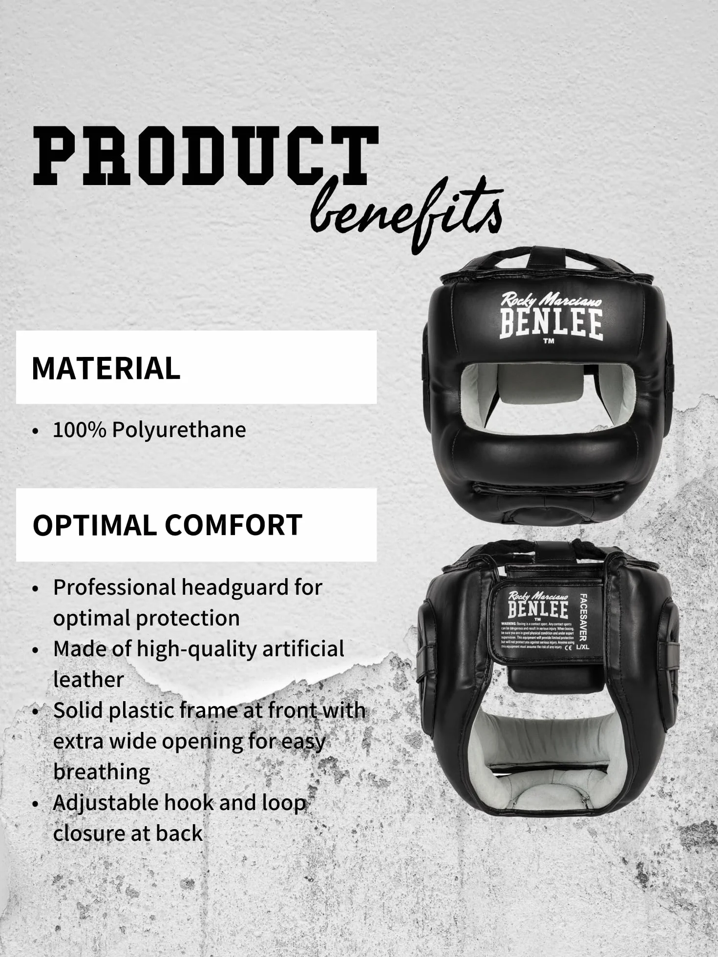 BenLee Head Guard Faux Leather Facesaver, Couleur:Black, Taille:L/XL