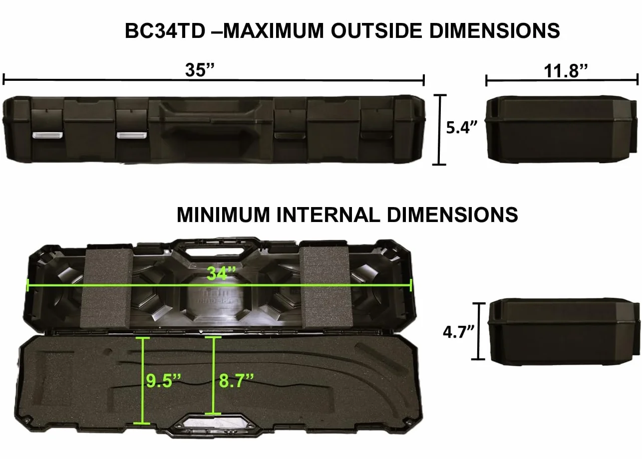 MTM BC34TD Étui Rigide pour Archet recourbé Takedown - Rangement verrouillable - Approuvé par Les compagnies aériennes - Peut contenir 16 flèches - pour Une Cible ou Un Arc de Chasse - Fabriqué aux