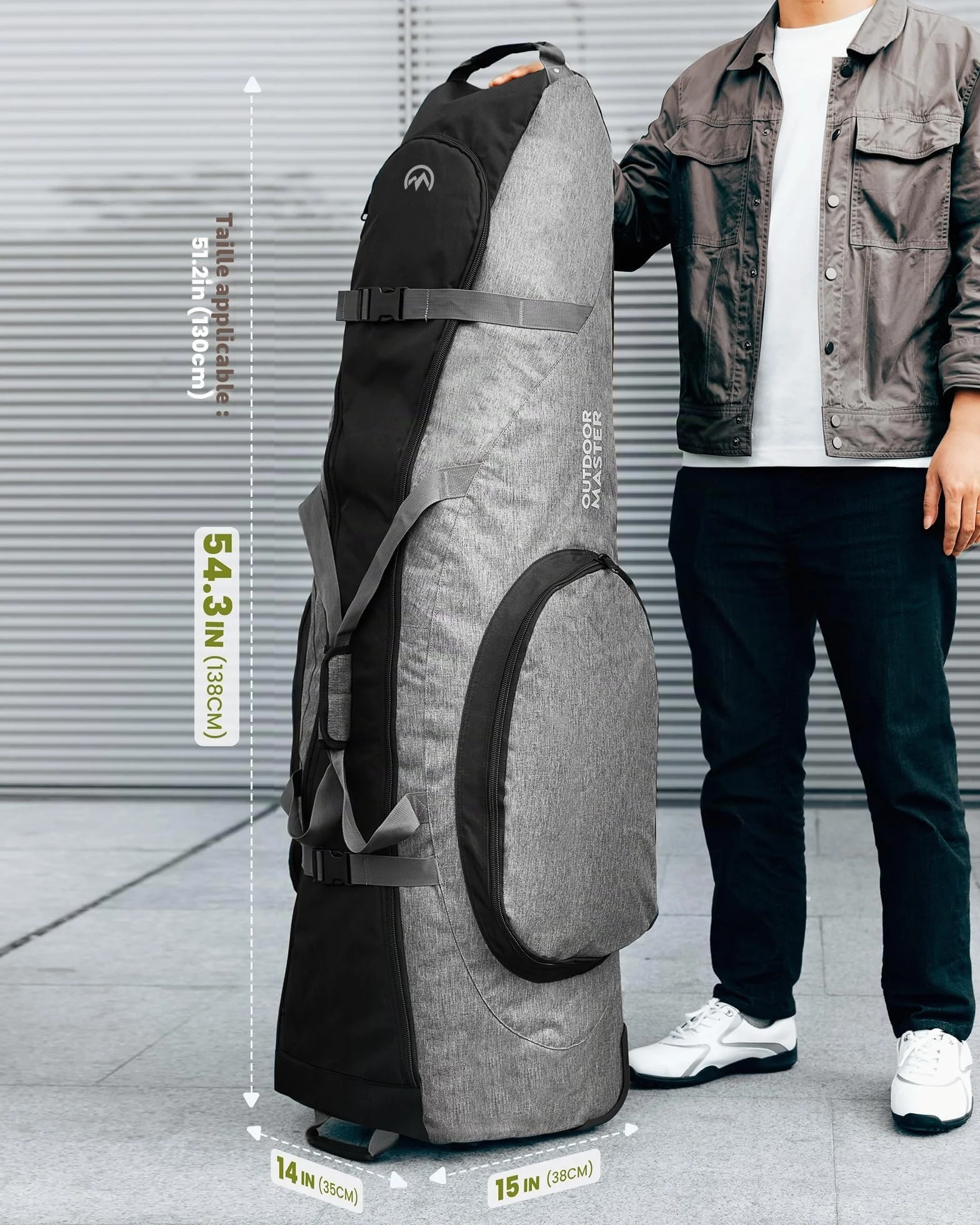 OutdoorMaster Sac de Voyage rembourré avec Roues renforcées, Oxford 900D Robuste résistant à l'usure et imperméable, Sac de Voyage pour Club de Golf à côtés Souples, Compartiment pour Chaussures et